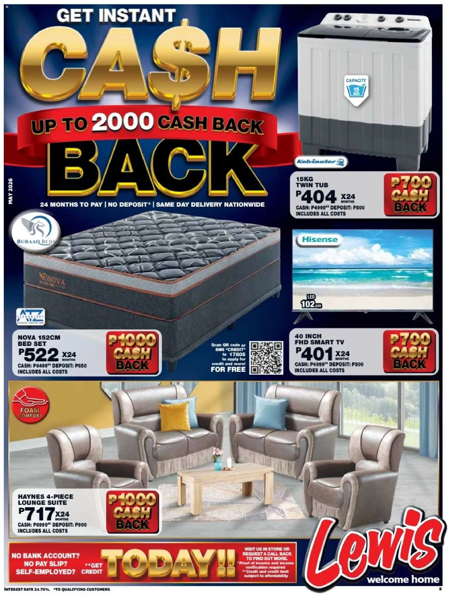 Lewis Stores special from 11/05/2026 Lewis Stores Botswana Cash Back Brochure