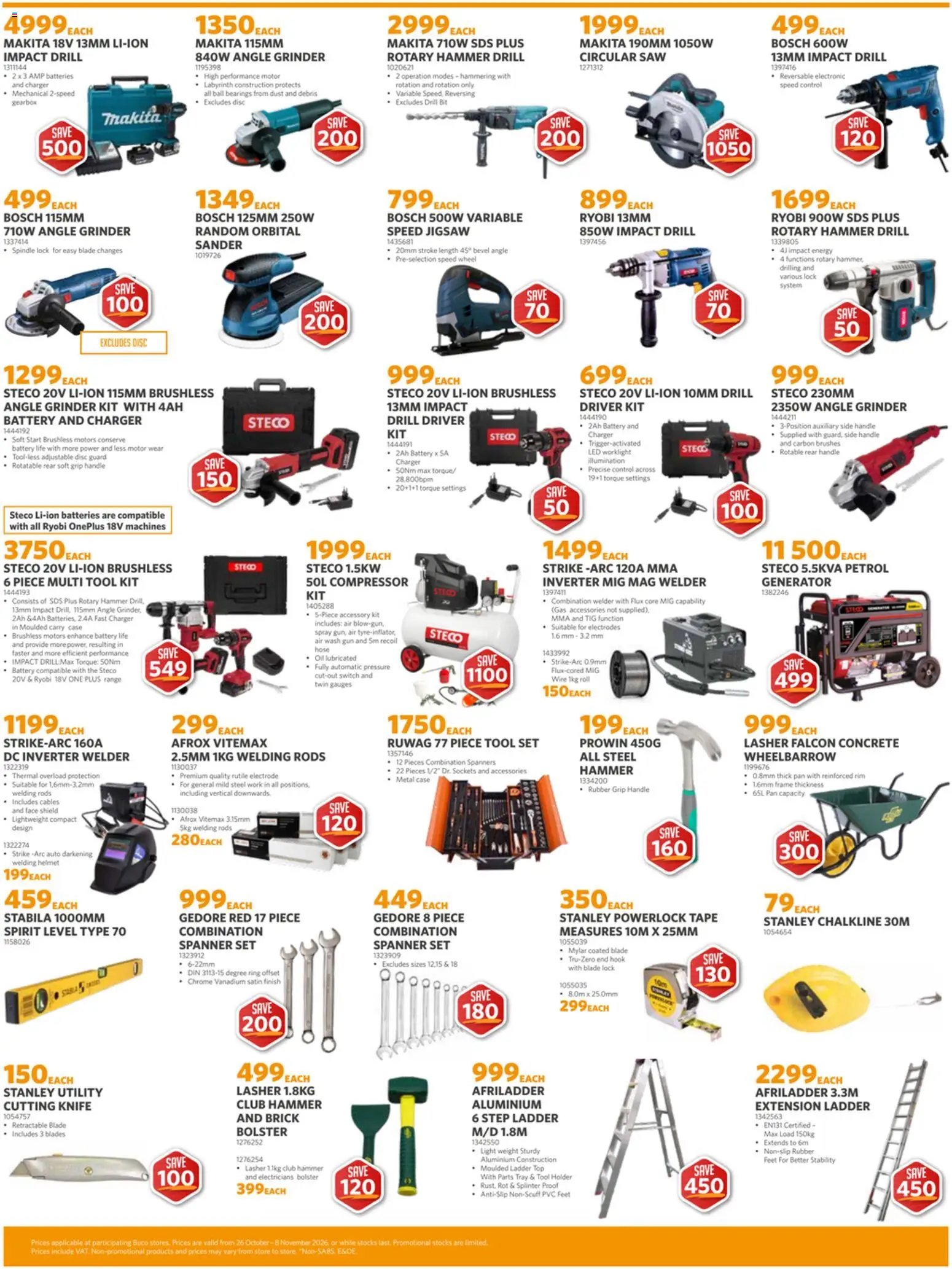 BUCO Specials from 26/10 - 08/11/2026 > Promotions