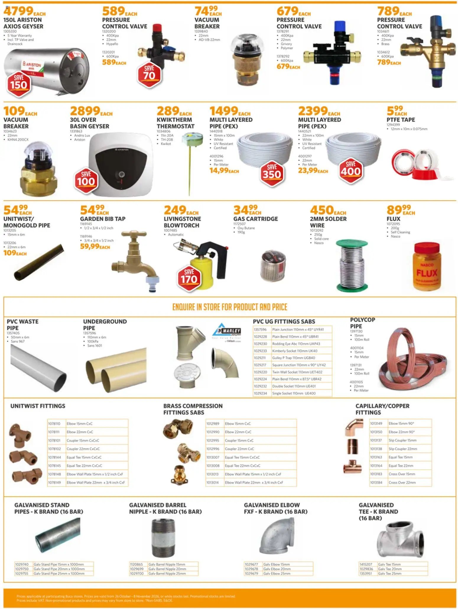 BUCO Specials from 26/10 - 08/11/2026 > Promotions
