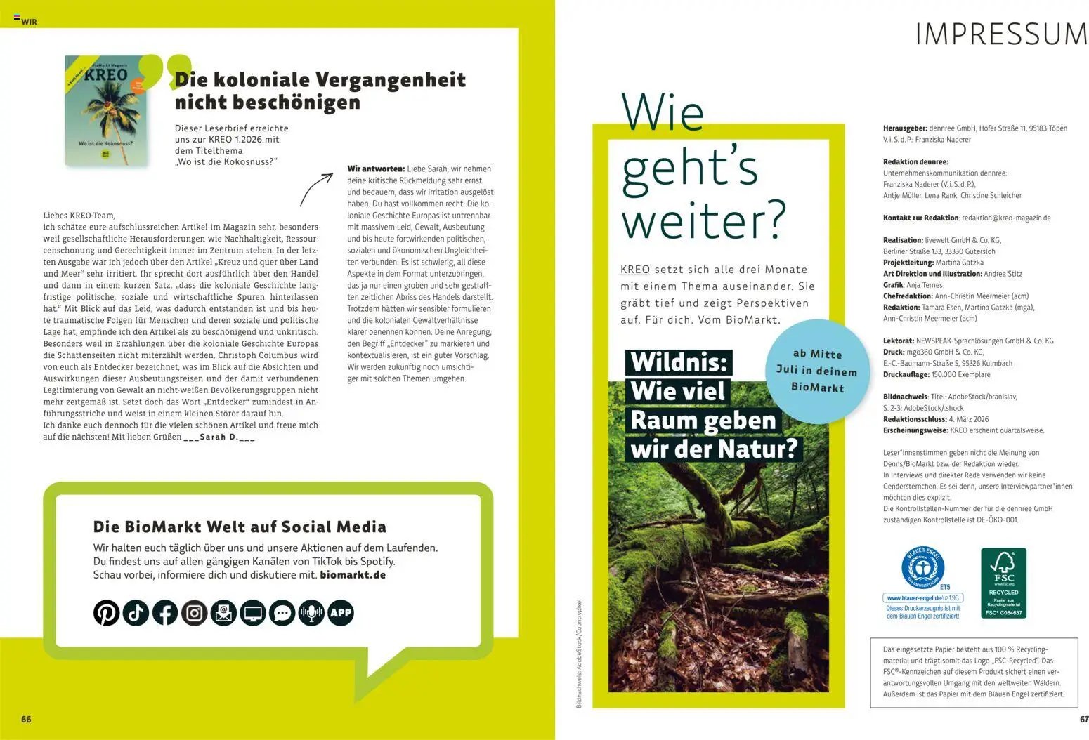 Denns BioMarkt KREO Magazin