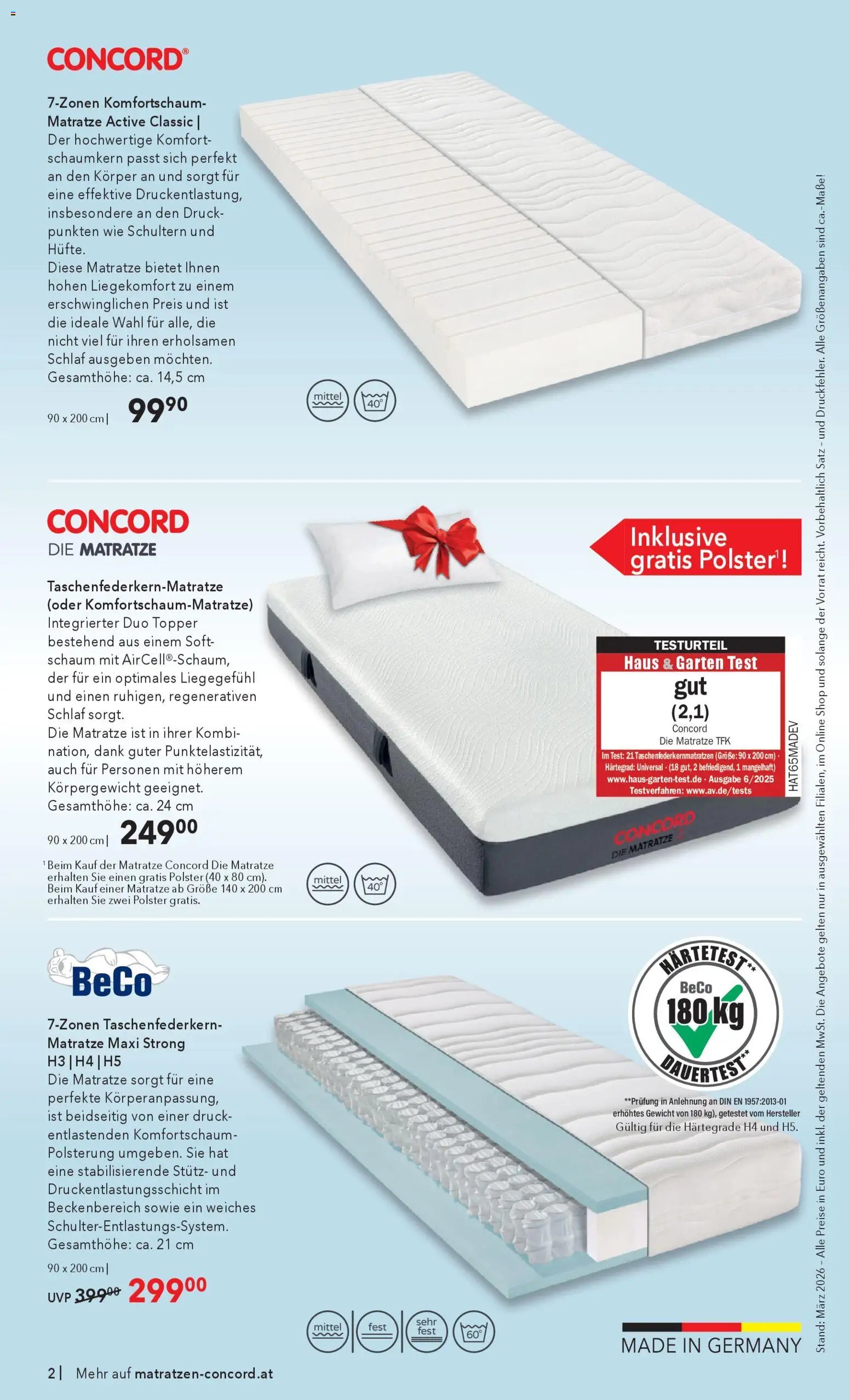 Matratzen Concord Flugblatt