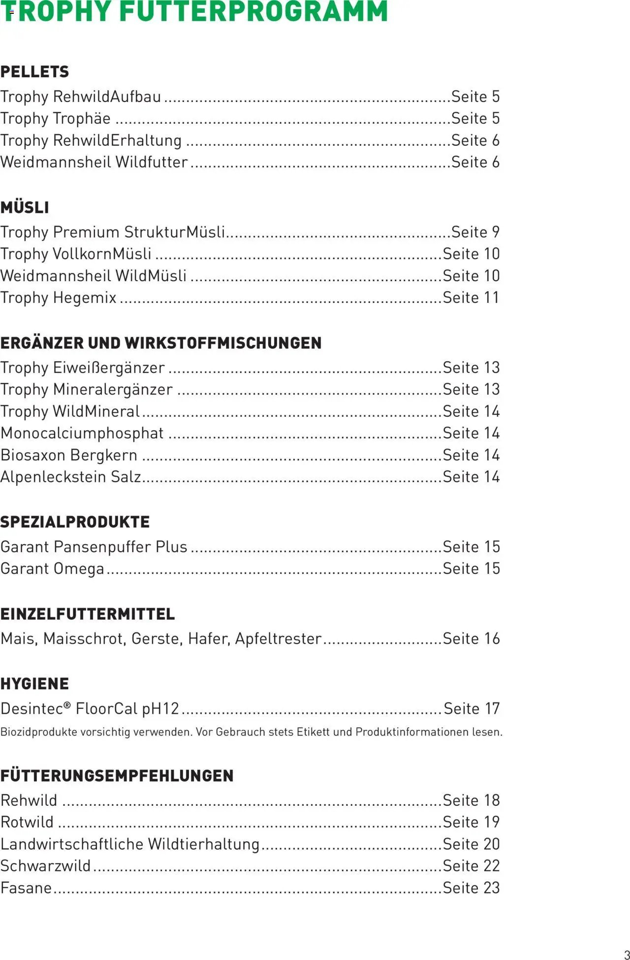 Lagerhaus TROPHY  WILDFUTTER
