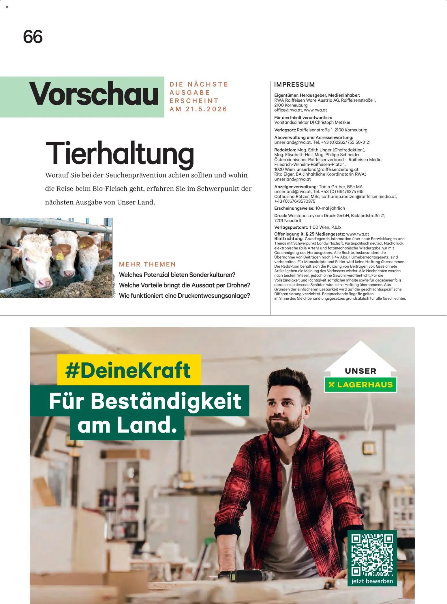 Lagerhaus Unser Land Mai 2025