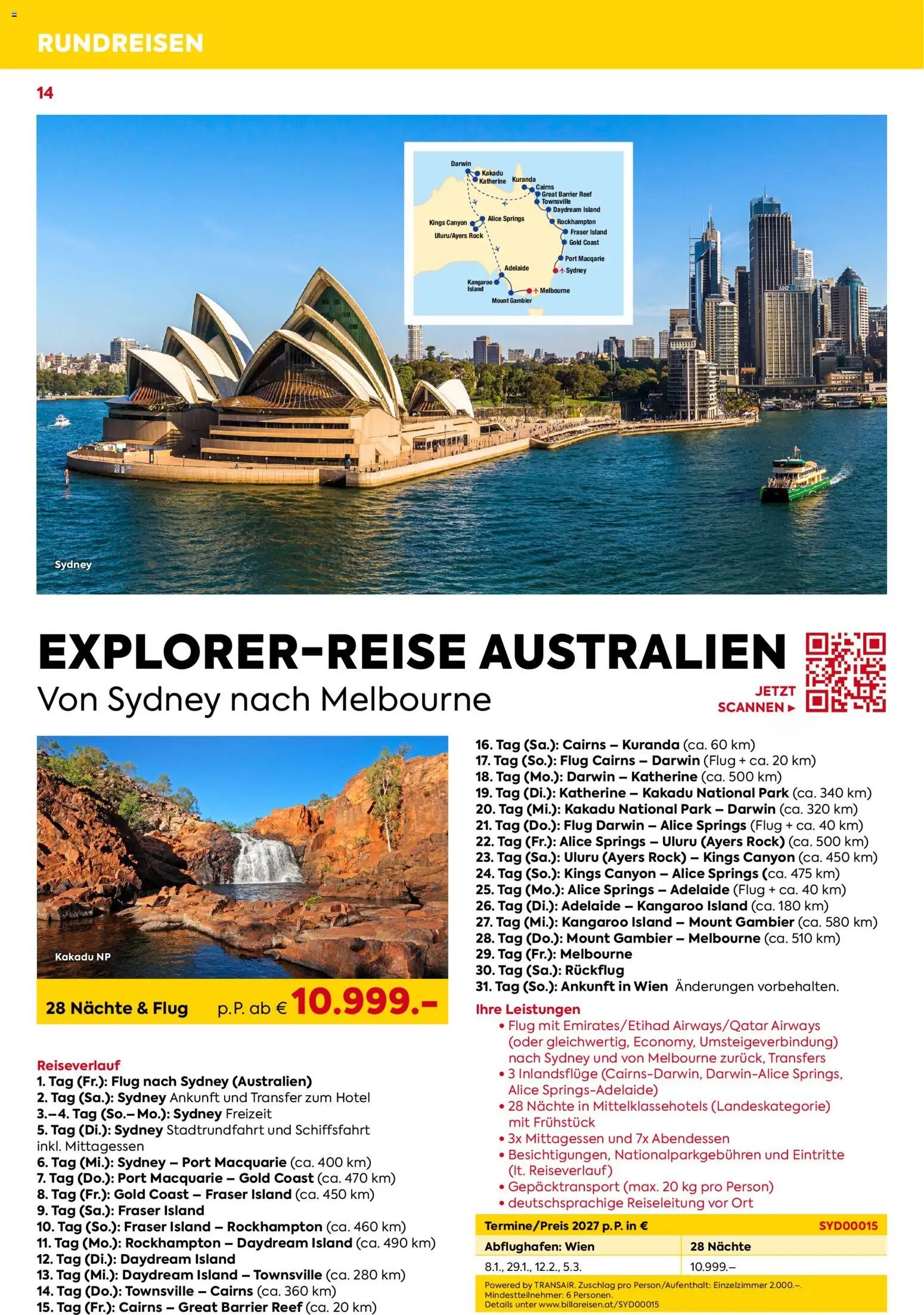 Billa- Billa Reisen Rundreise Highlights 2026/2027