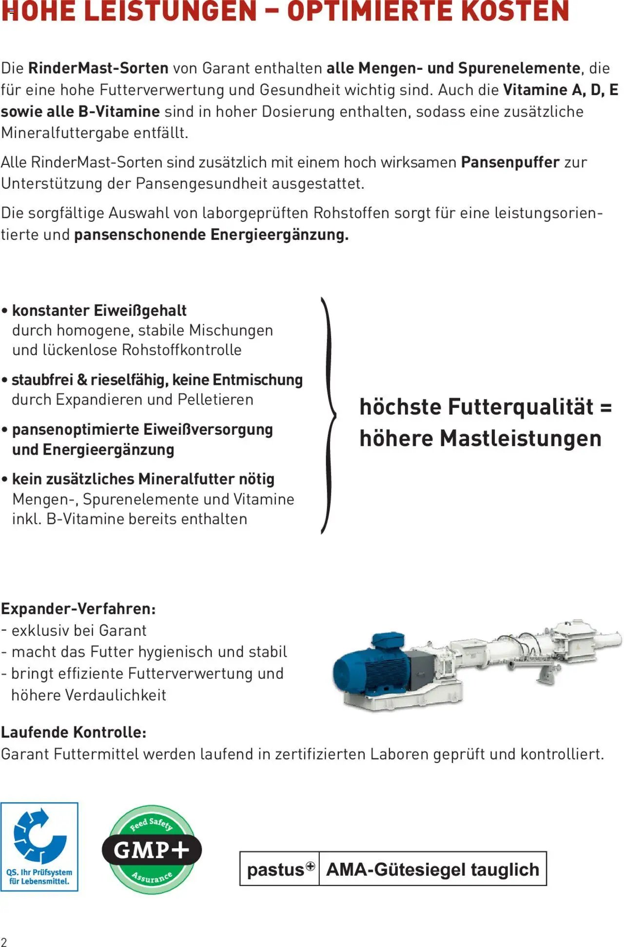 Lagerhaus Qualitätsfutter für Mastrinder