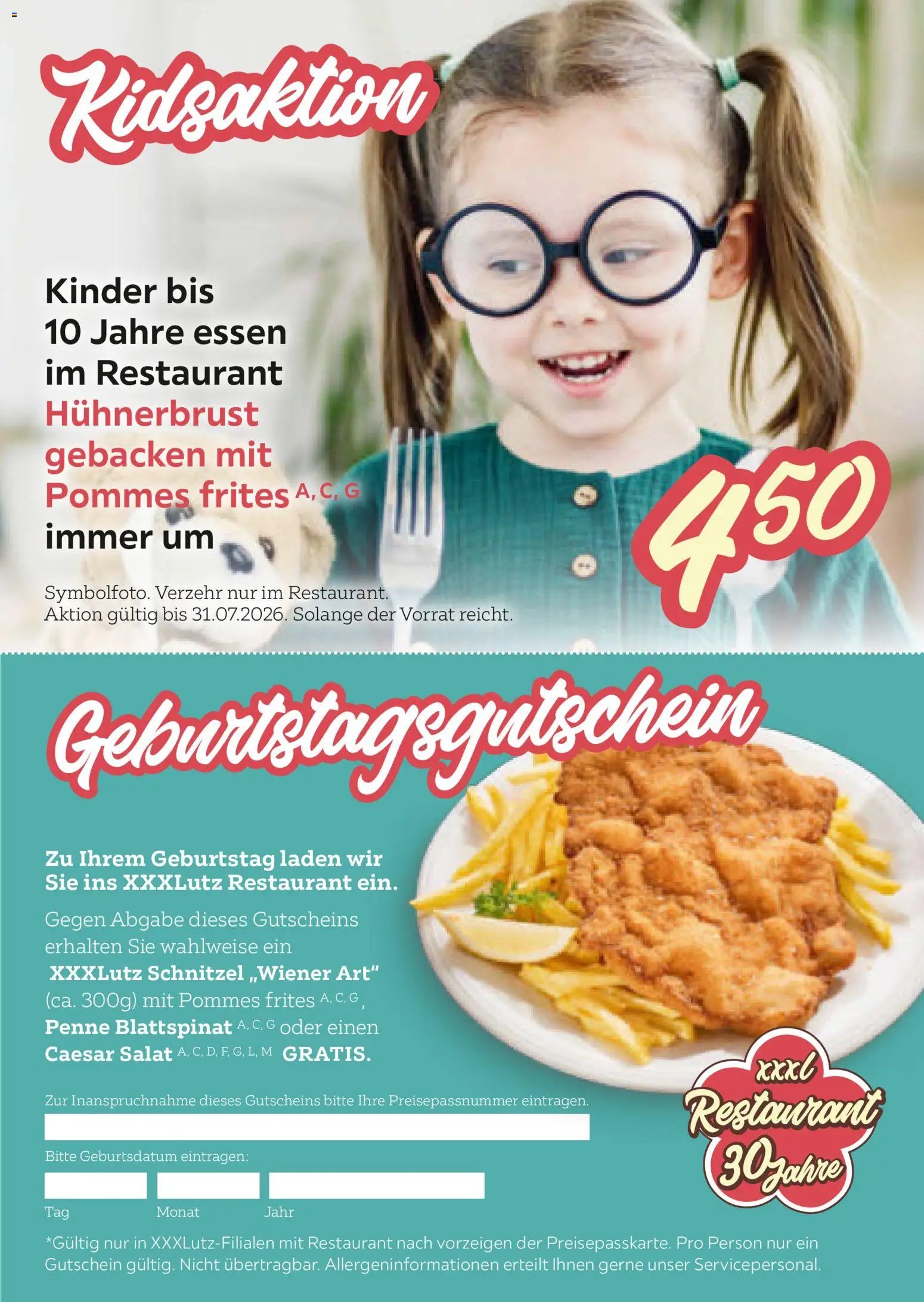 XXXLutz Jubiläums Restopass