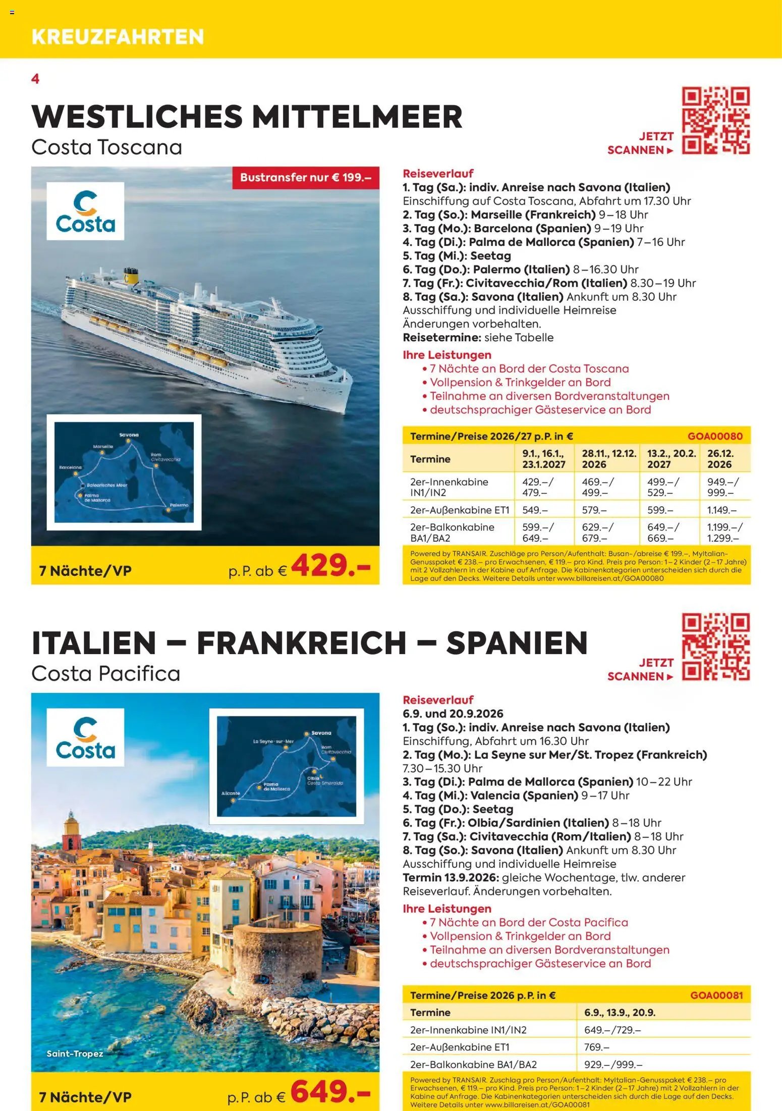 Billa - Billa Reise Kreuzfahrten Highlights