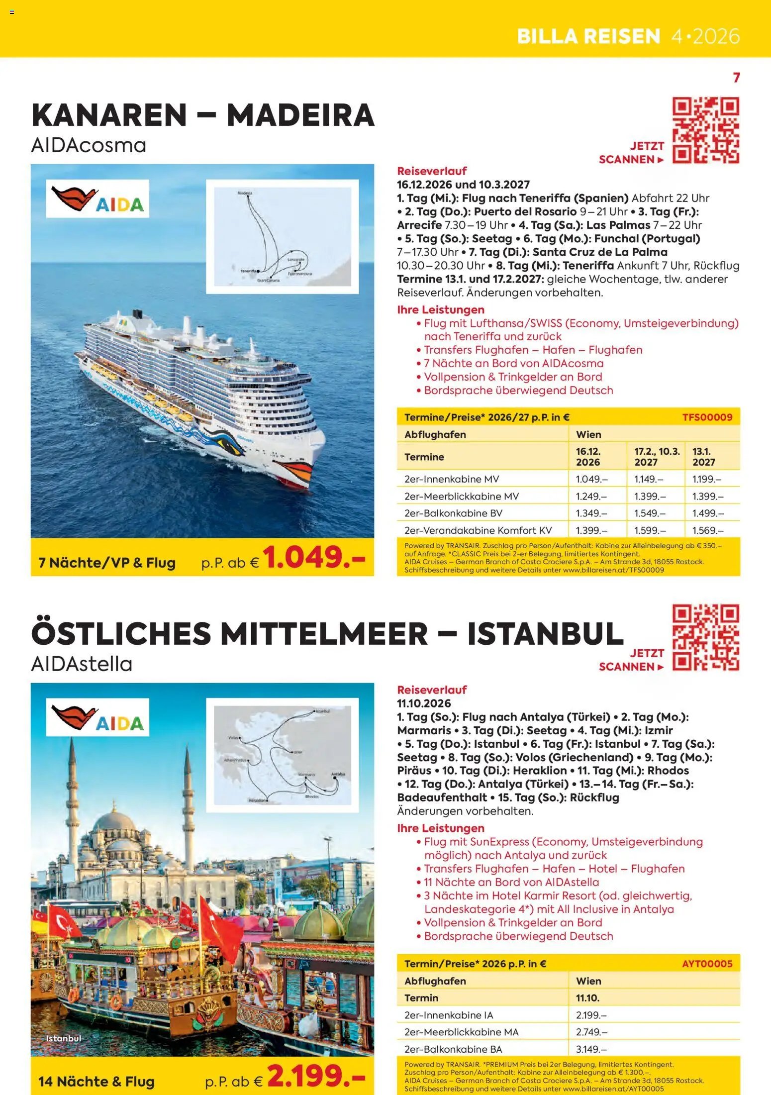 Billa - Billa Reise Kreuzfahrten Highlights