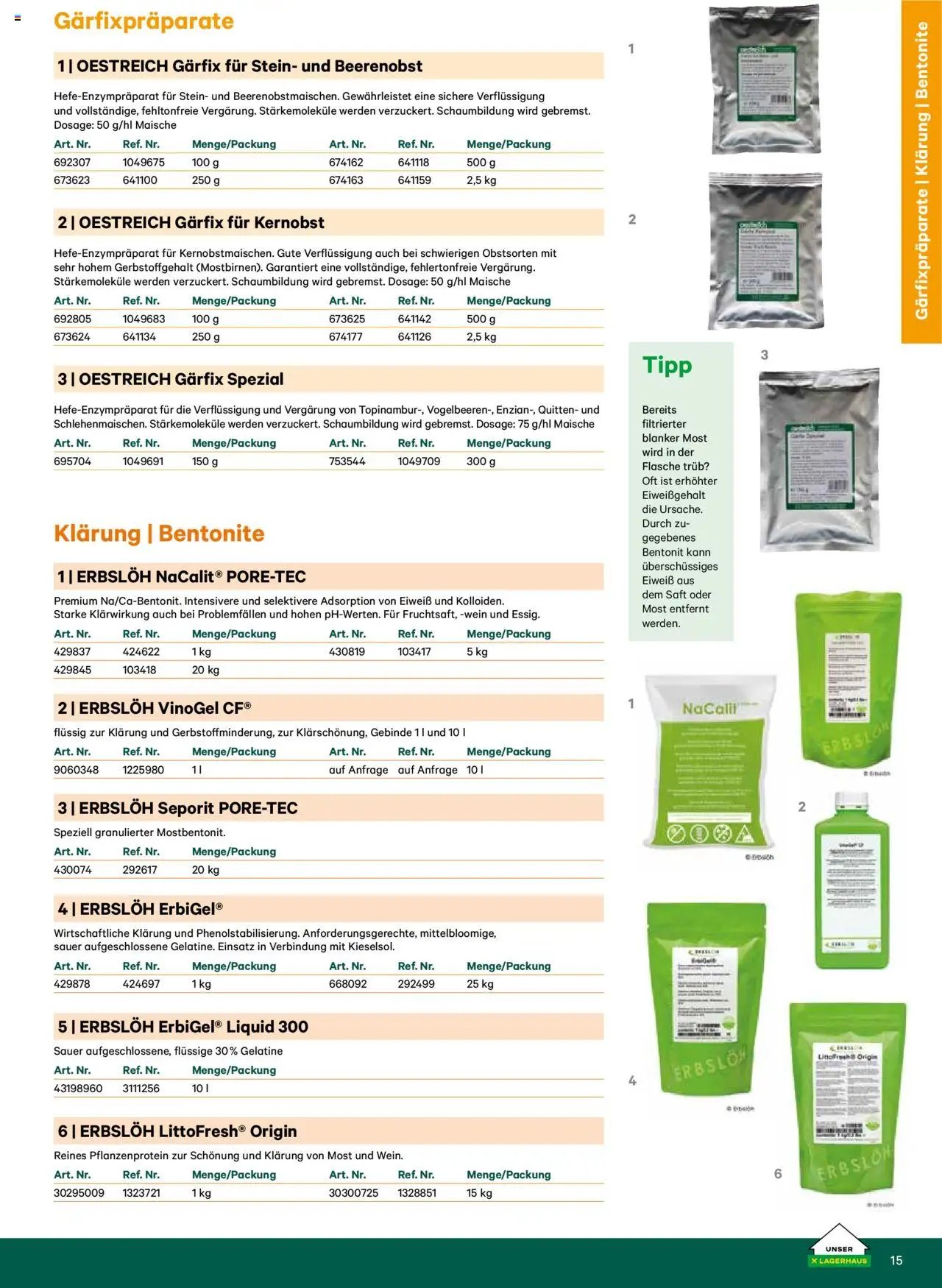 Lagerhaus Katalog Most & Saft
