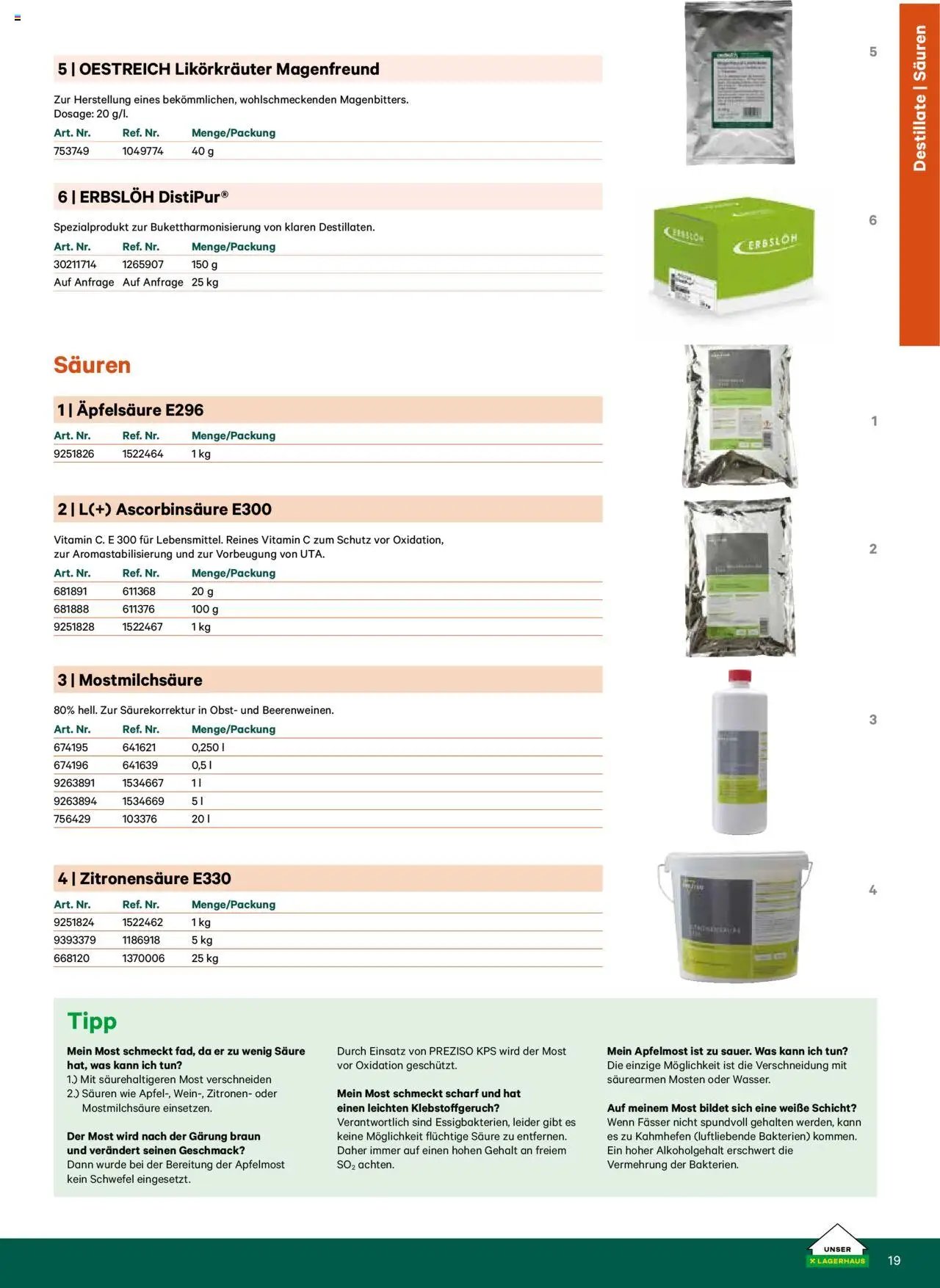 Lagerhaus Katalog Most & Saft