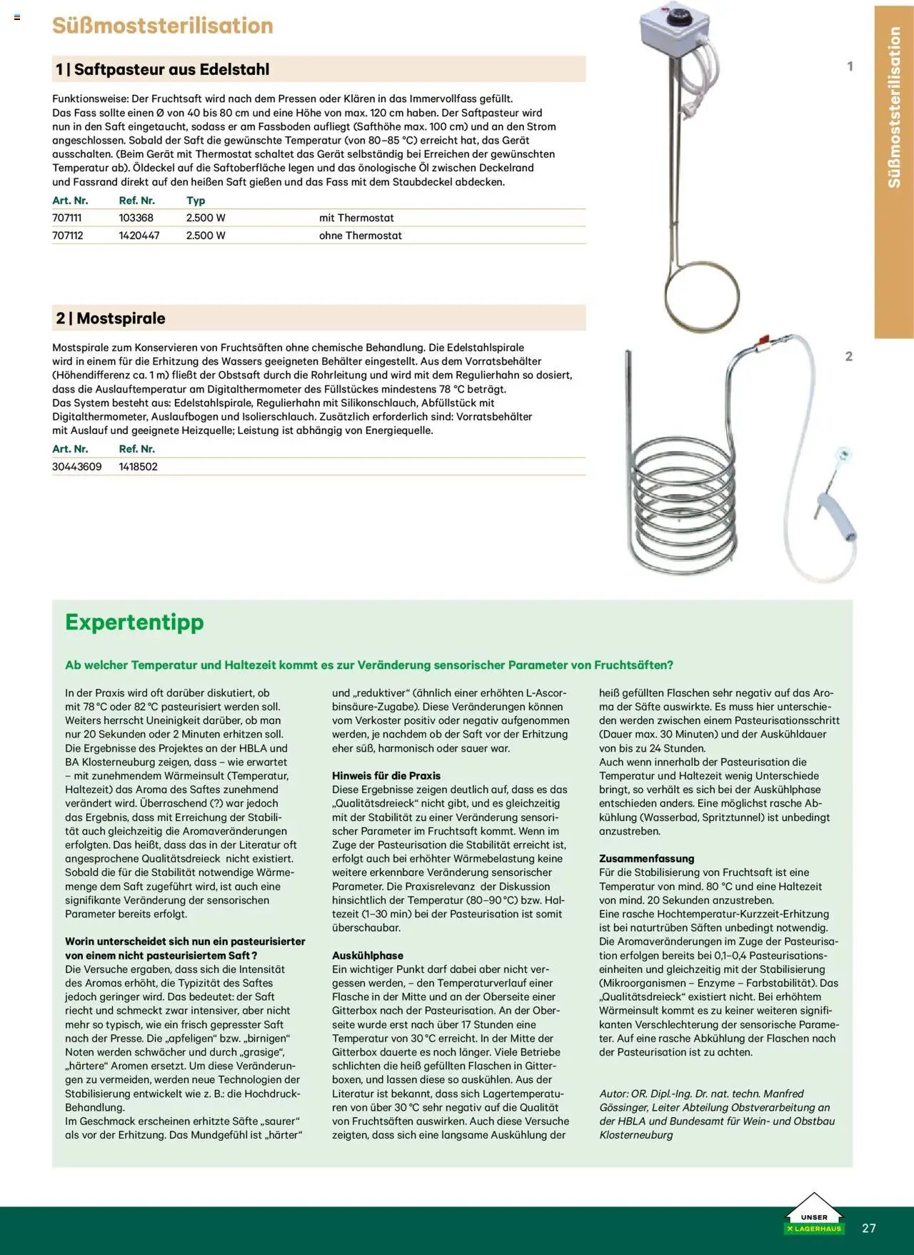 Lagerhaus Katalog Most & Saft