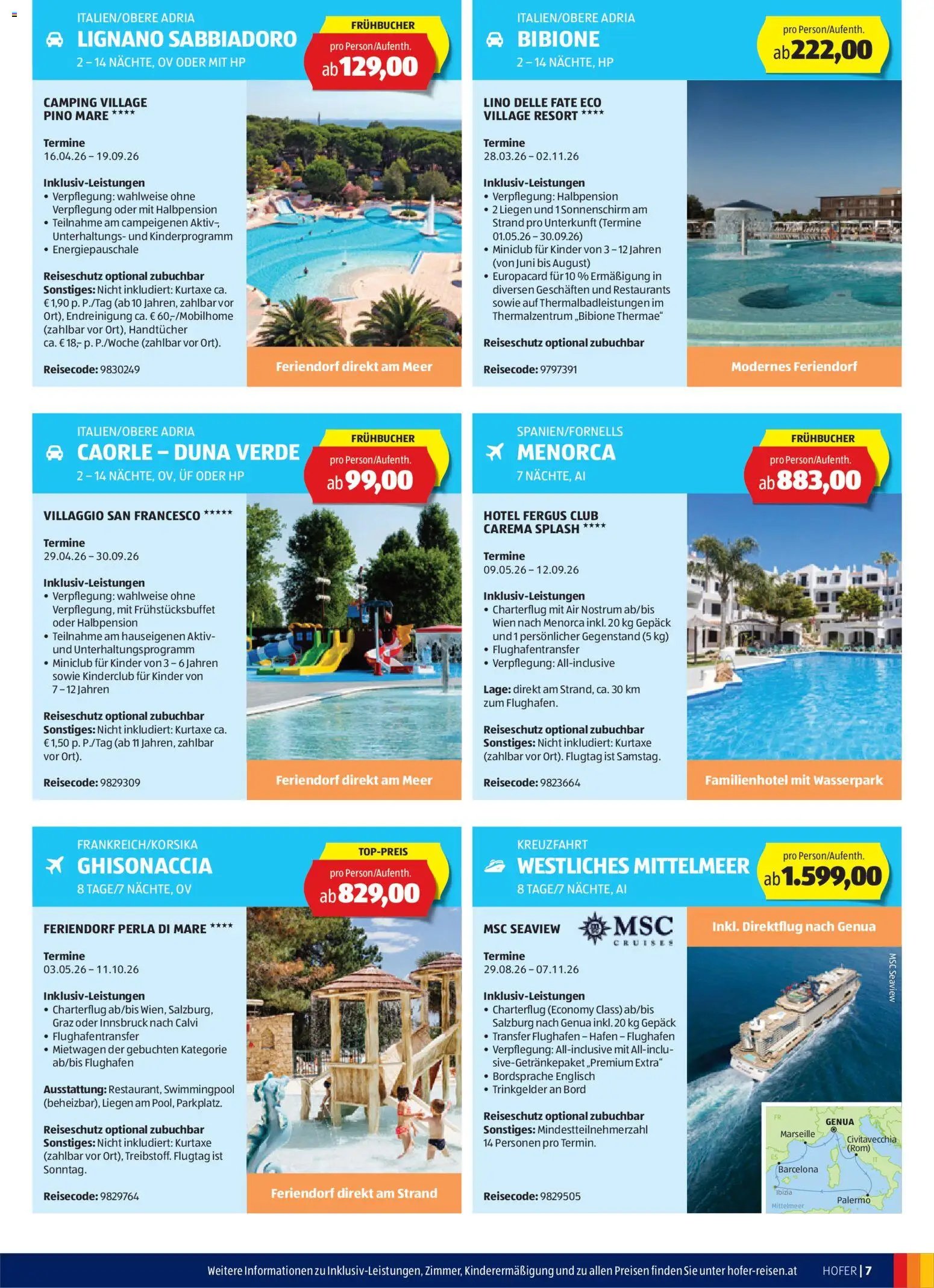 Hofer Reisen Flugblatt