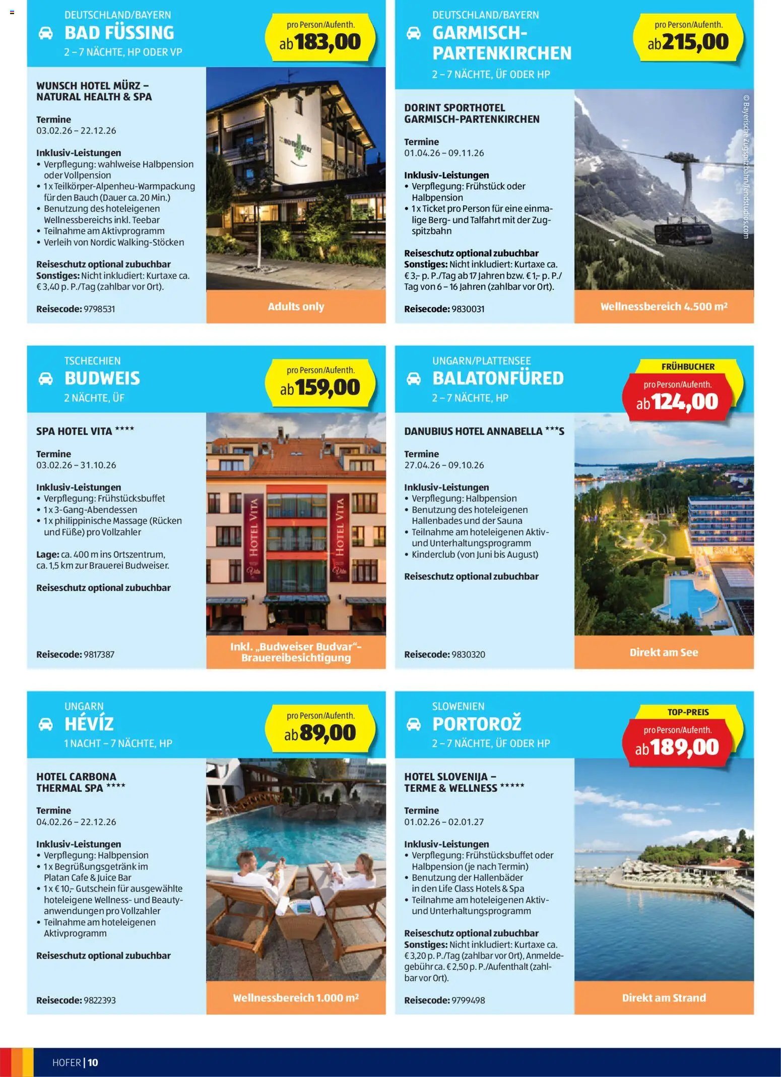 Hofer Reisen Flugblatt