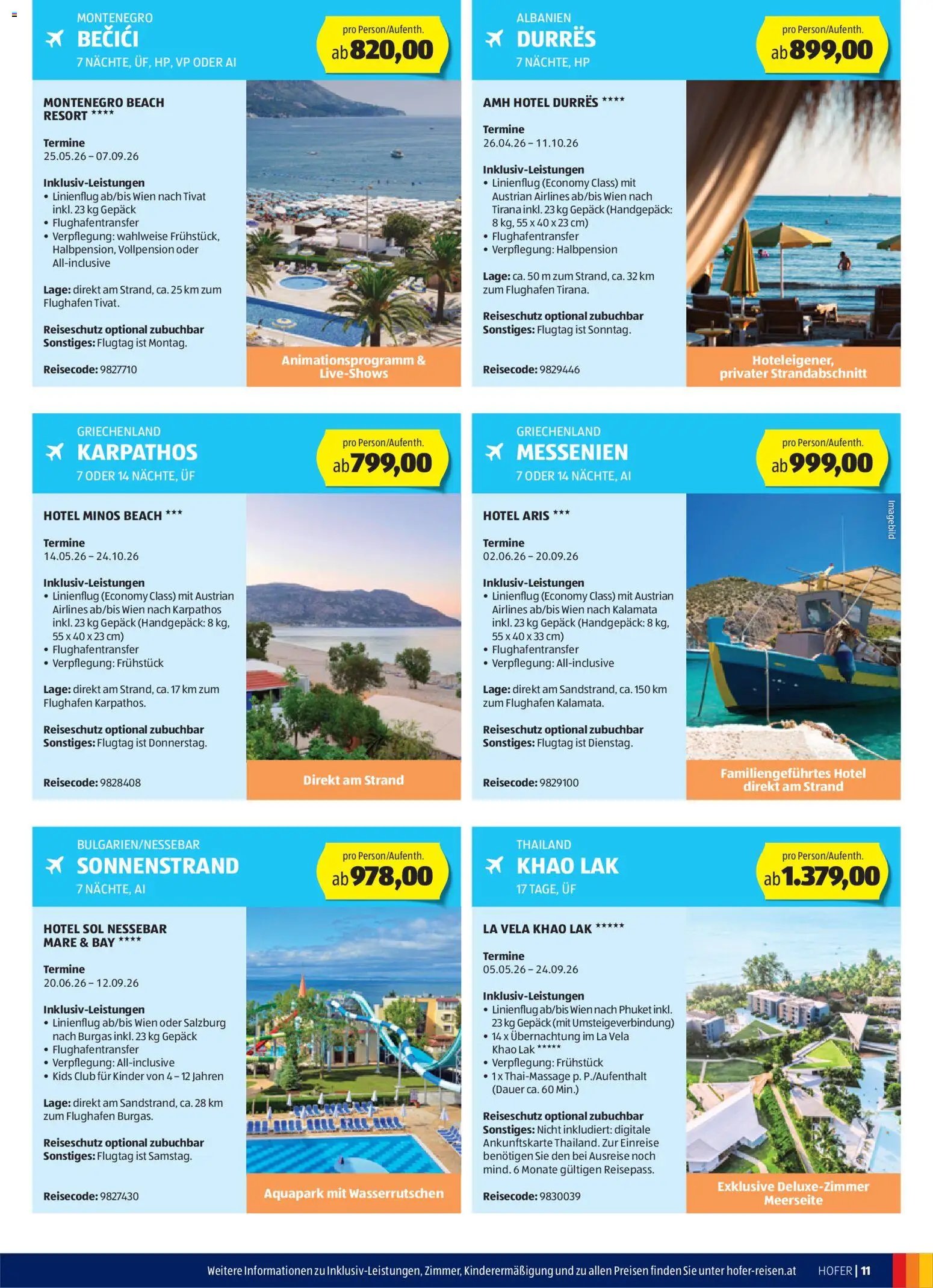Hofer Reisen Flugblatt