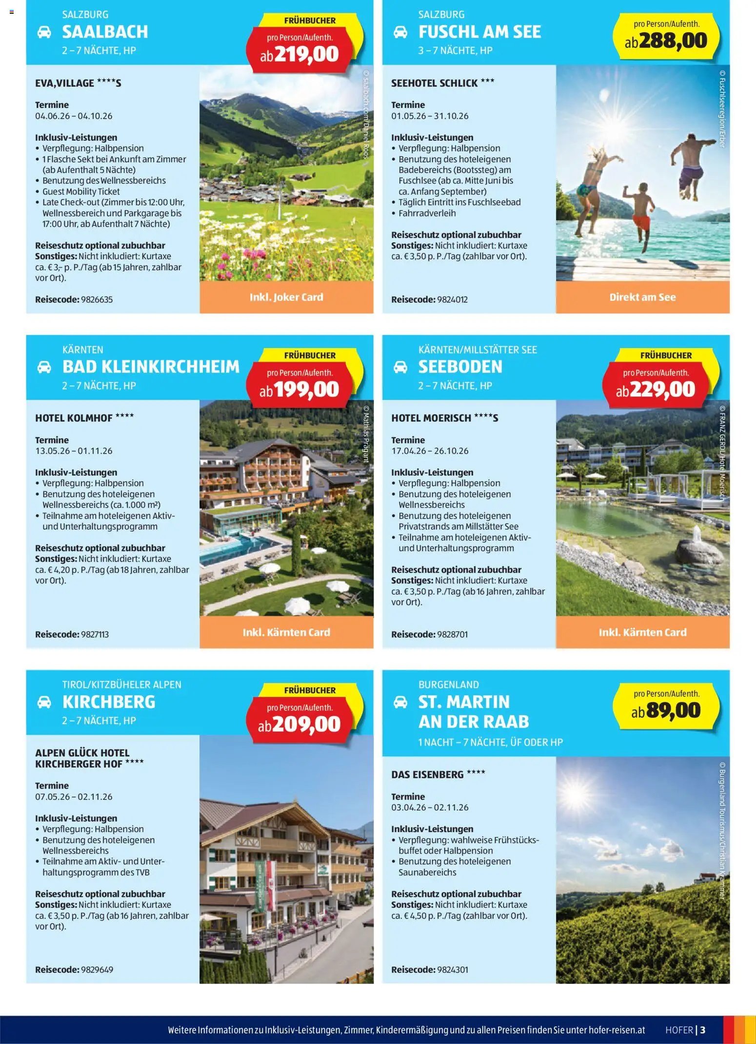 Hofer Reisen Flugblatt
