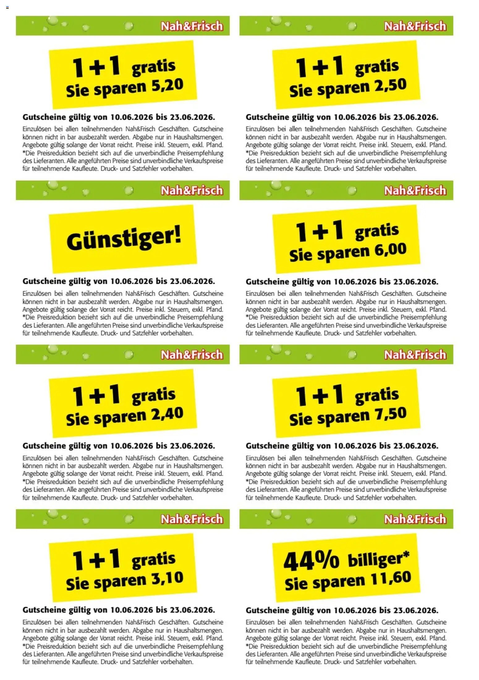 Nah und Frisch Fan-Gutscheinheft