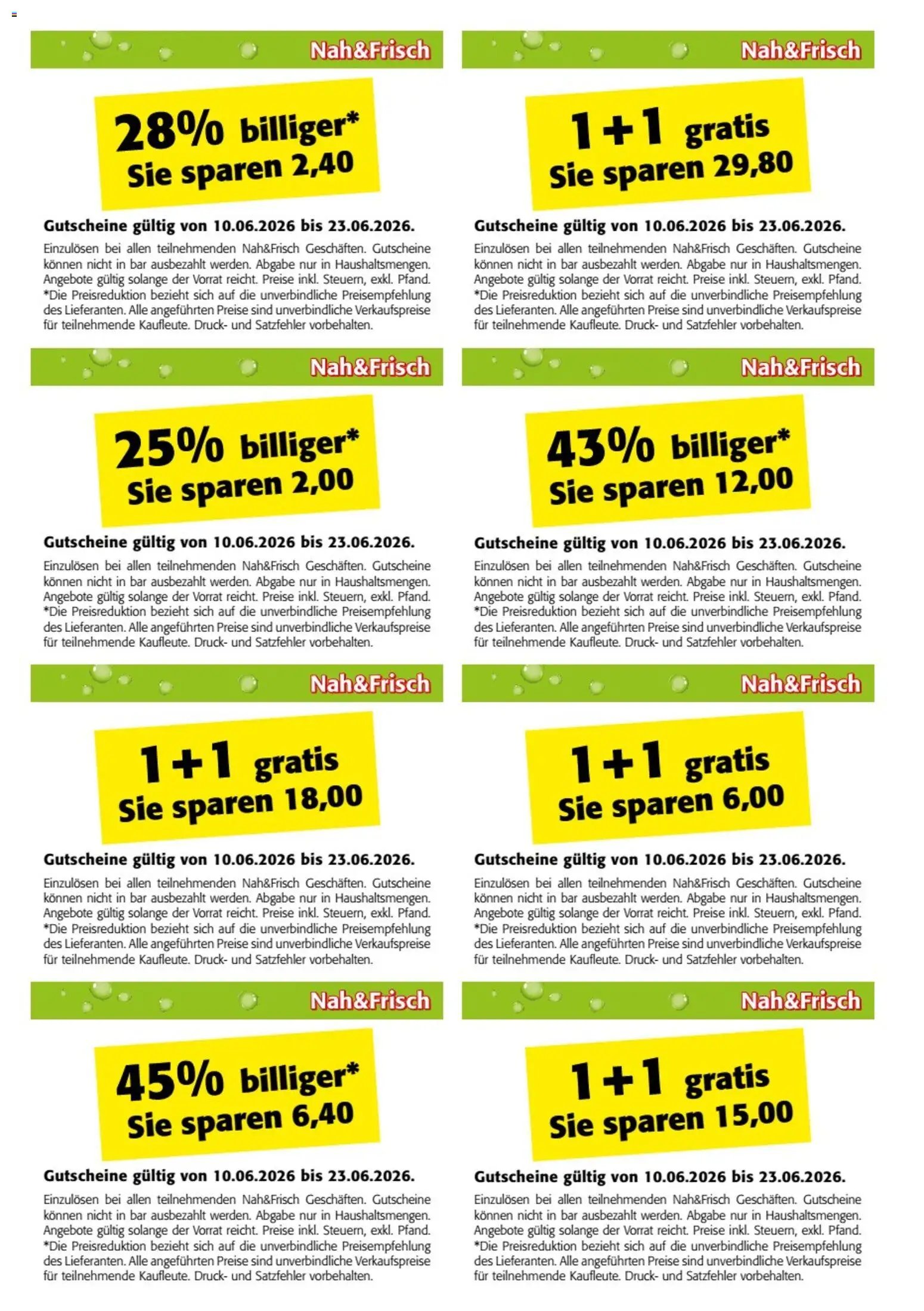 Nah und Frisch Fan-Gutscheinheft
