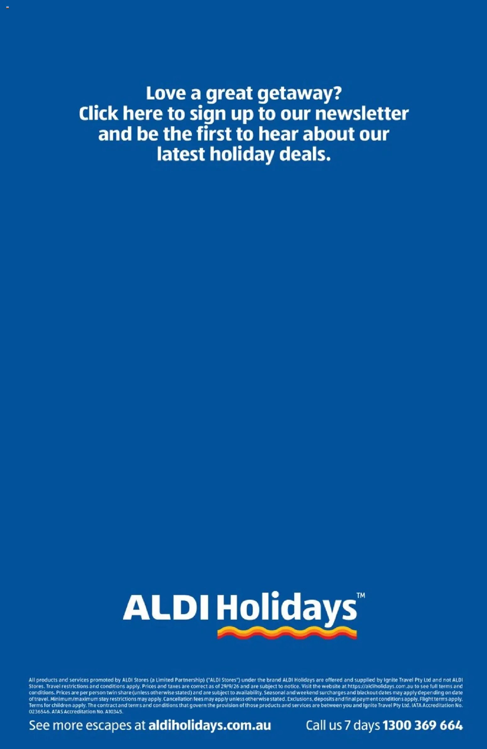 Aldi catalogue October Holidays