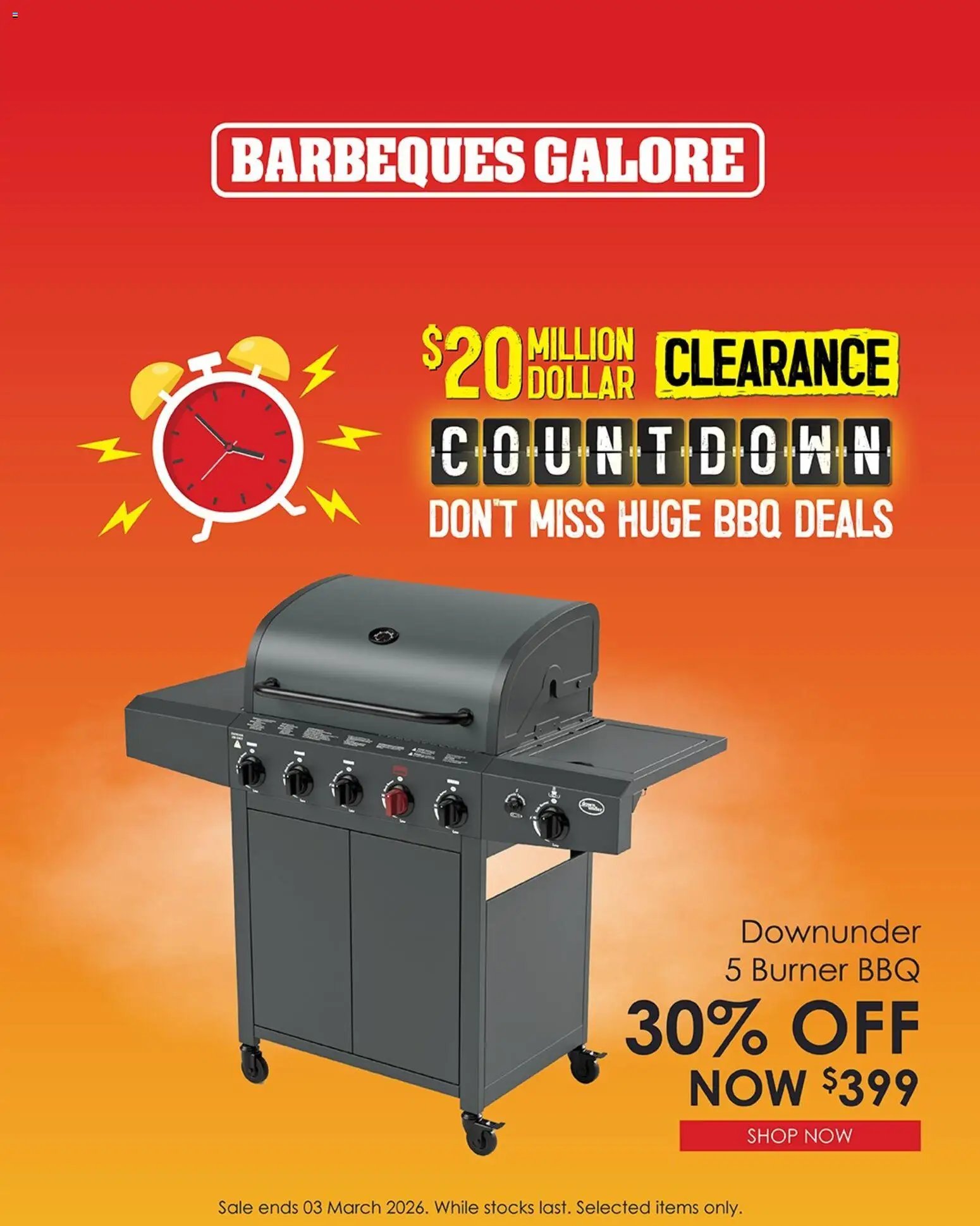 Barbeques Galore Clearance Countdown (2026-02-12 - 2026-03-03) | 2