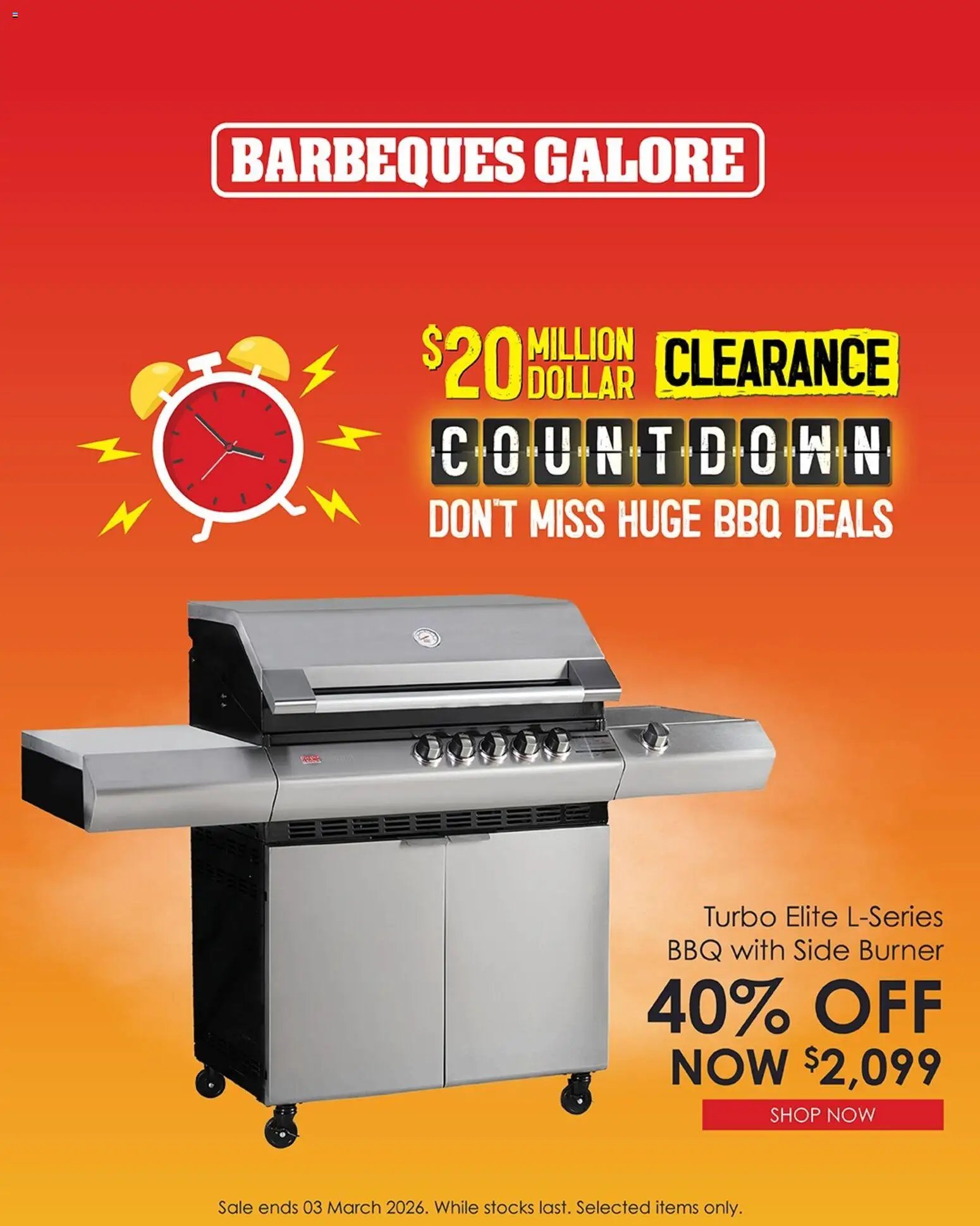 Barbeques Galore Clearance Countdown (2026-02-12 - 2026-03-03) | 6