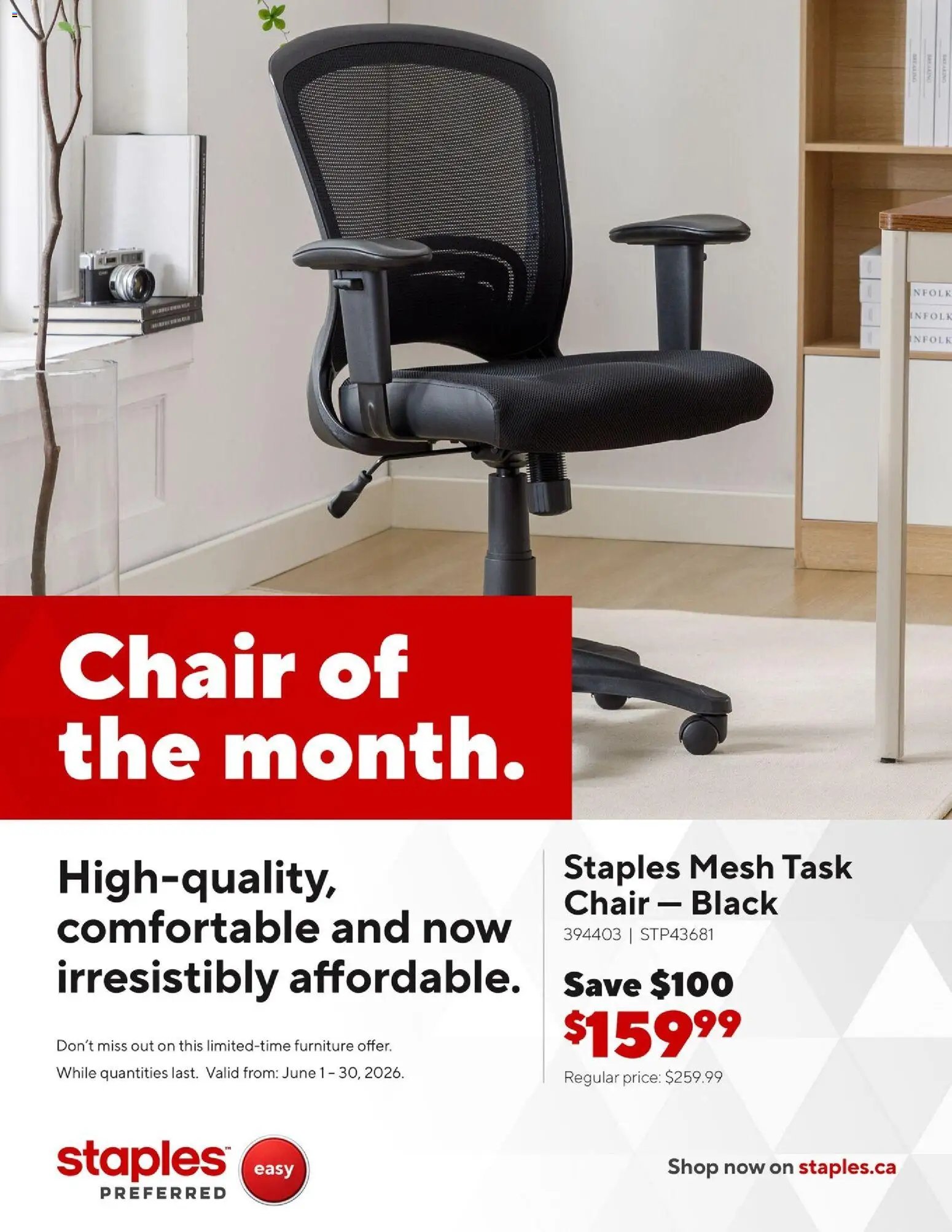 Staples flyer - Chair of the month