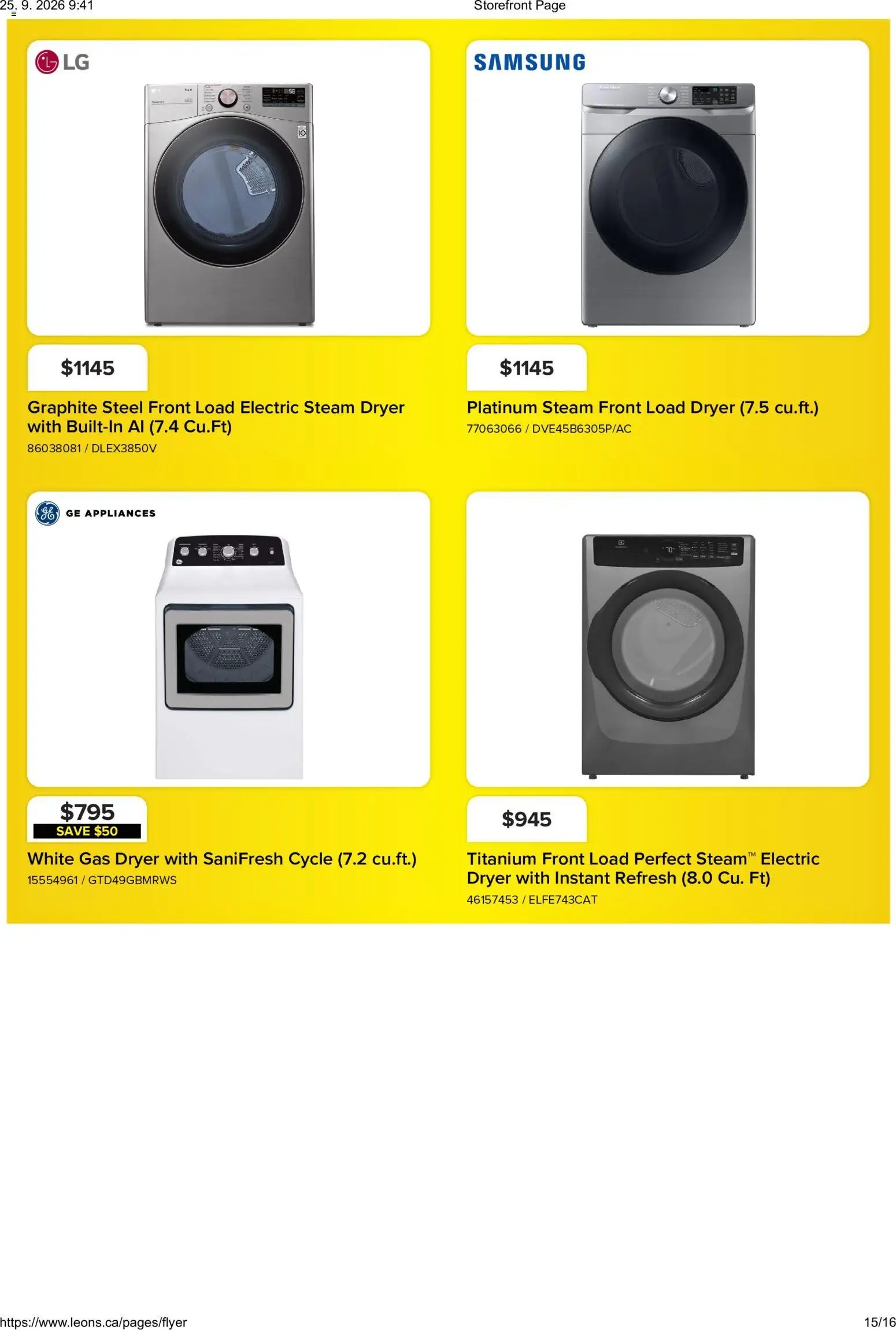 Leon's flyer - BBFL Appliances