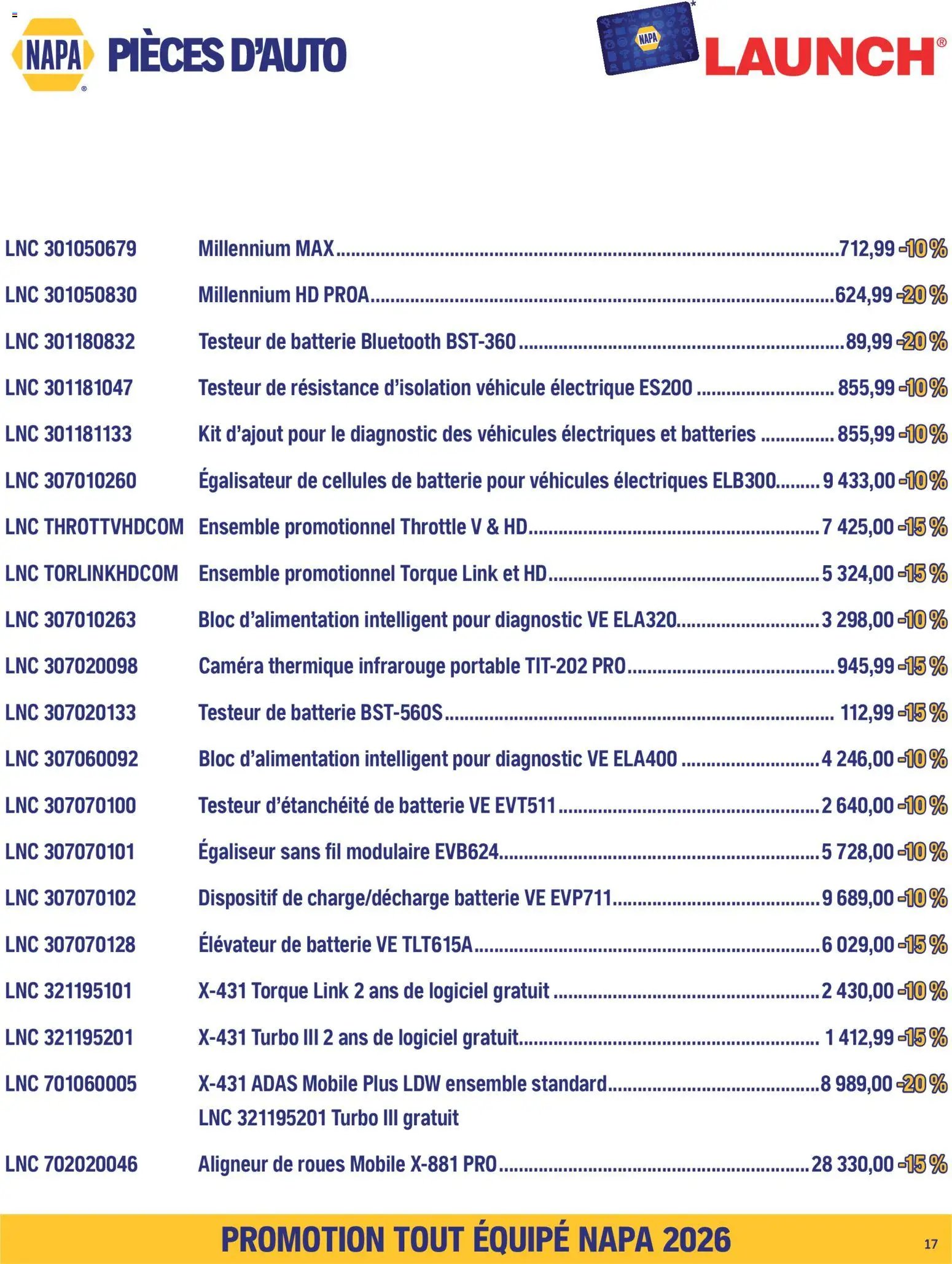 NAPA Auto Parts circulaire - TOUT ÉQUIPÉ septembre-octobre 2026