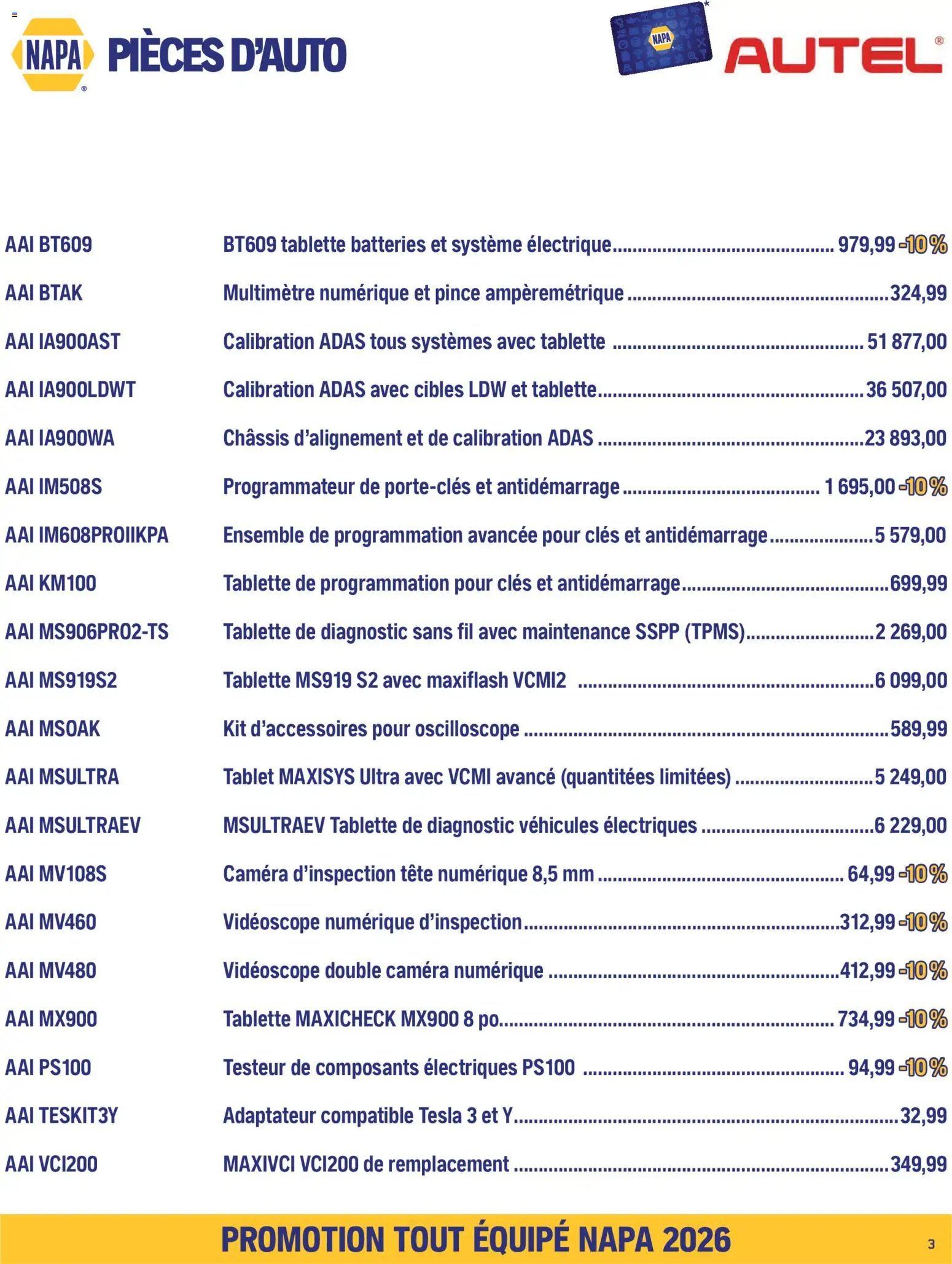 NAPA Auto Parts circulaire - TOUT ÉQUIPÉ septembre-octobre 2026