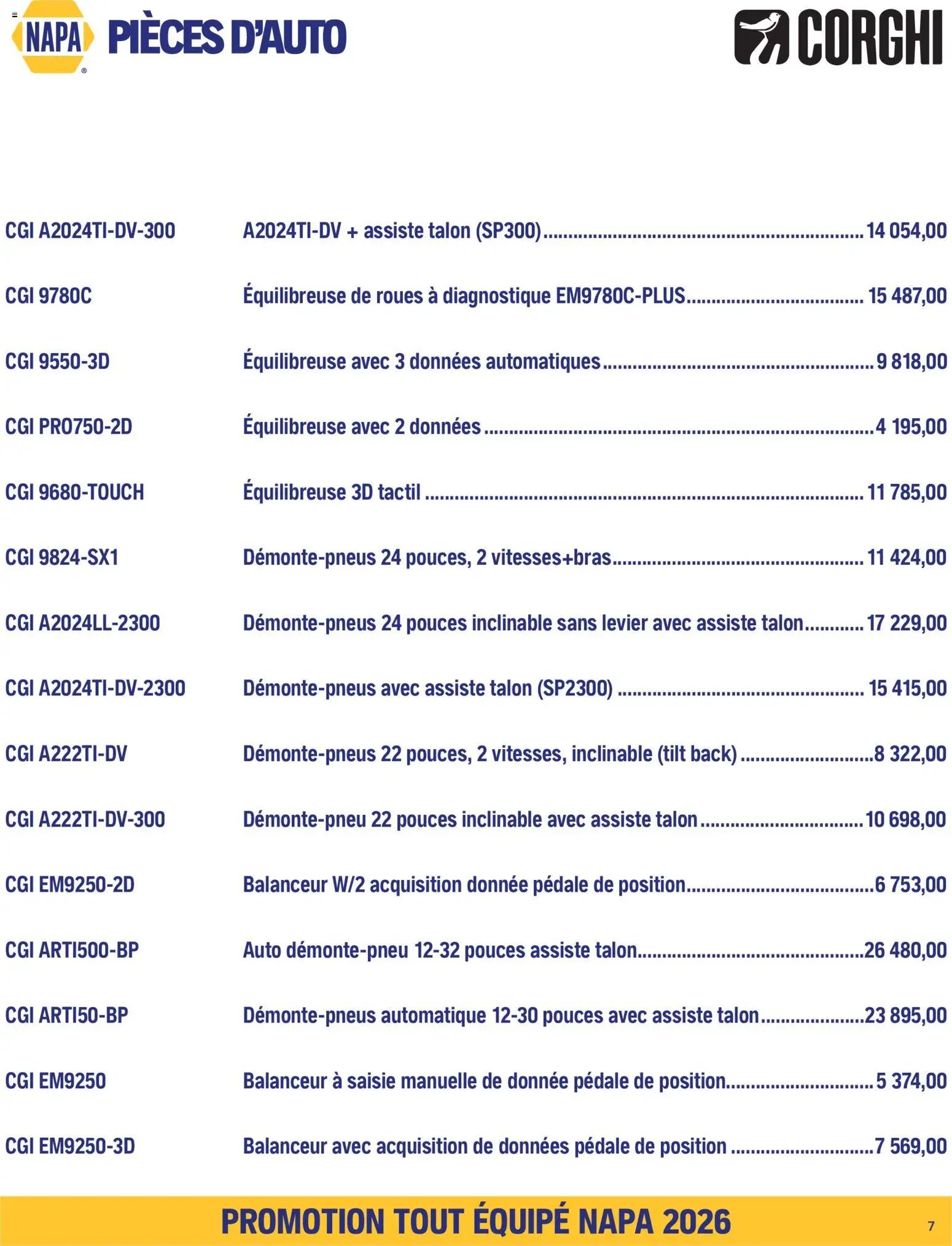 NAPA Auto Parts circulaire - TOUT ÉQUIPÉ septembre-octobre 2026