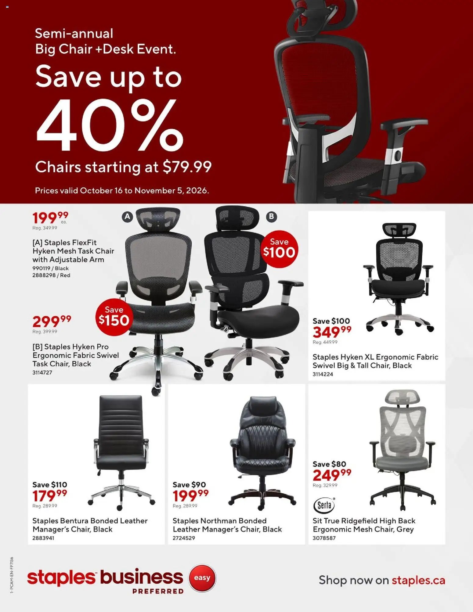 Staples flyer - Semi-annual big chair