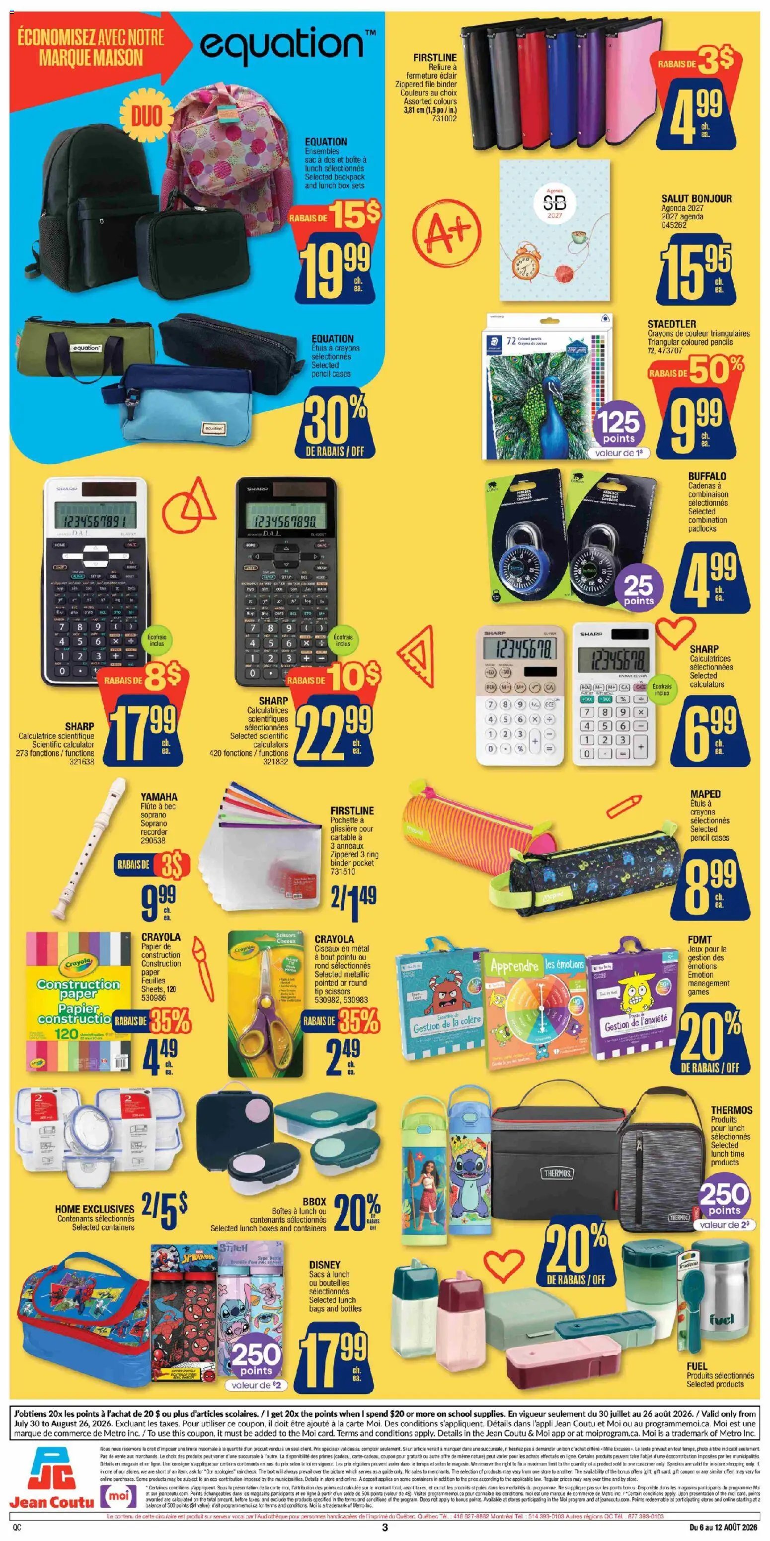 Jean Coutu circulaire - Le bon calcul pour la rentrée