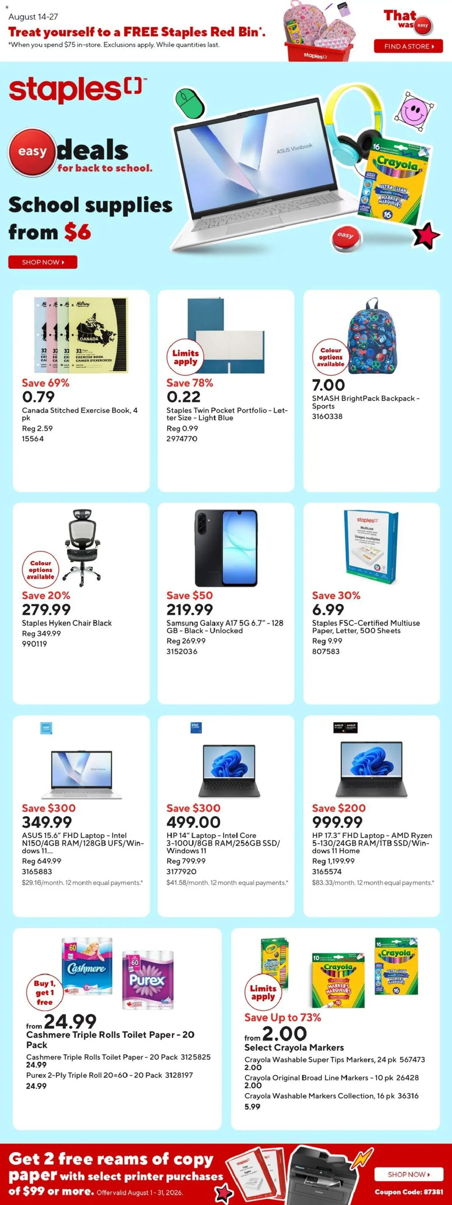 Staples weekly flyer / circulaire