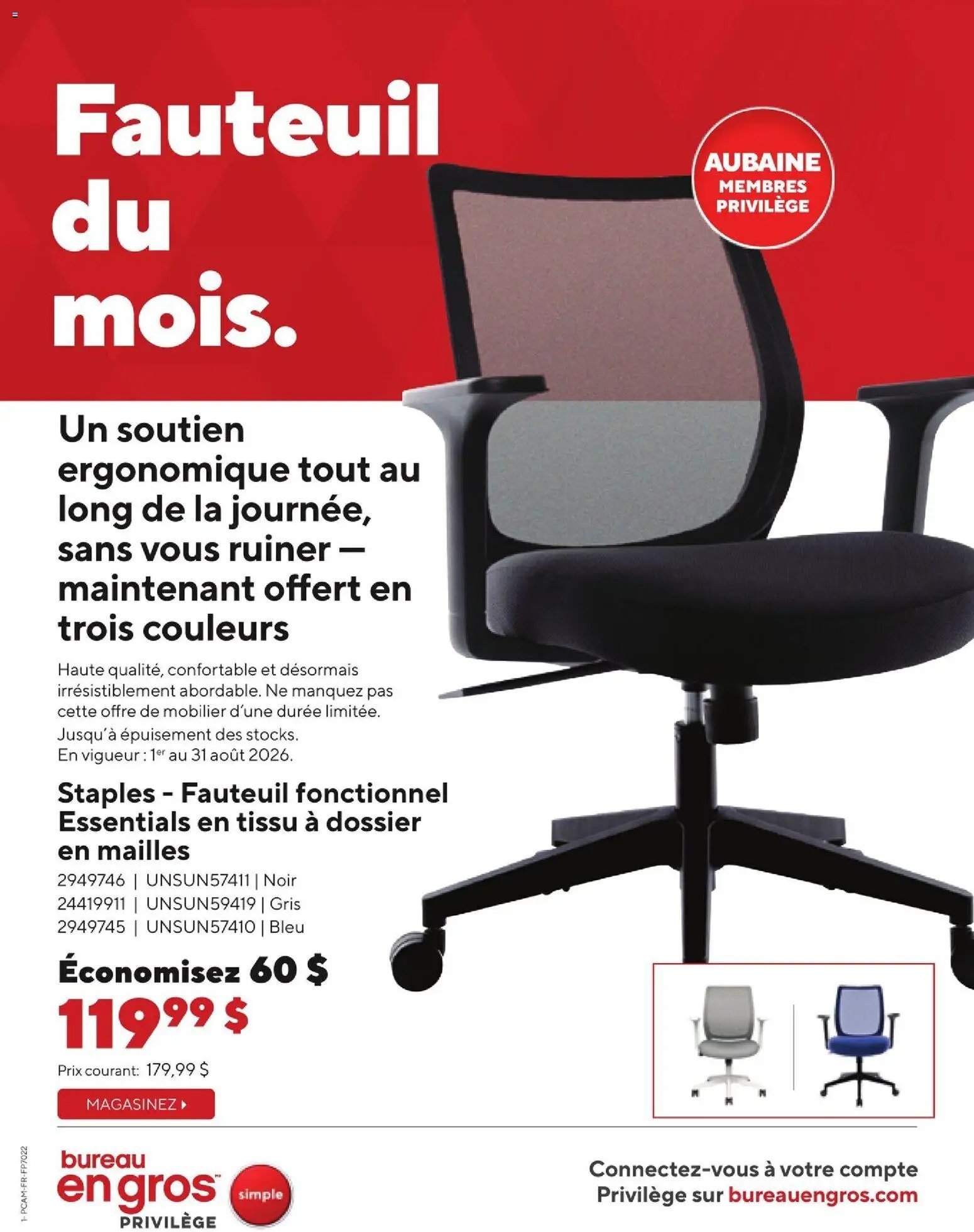 Staples circulaire - Fauteuil du mois
