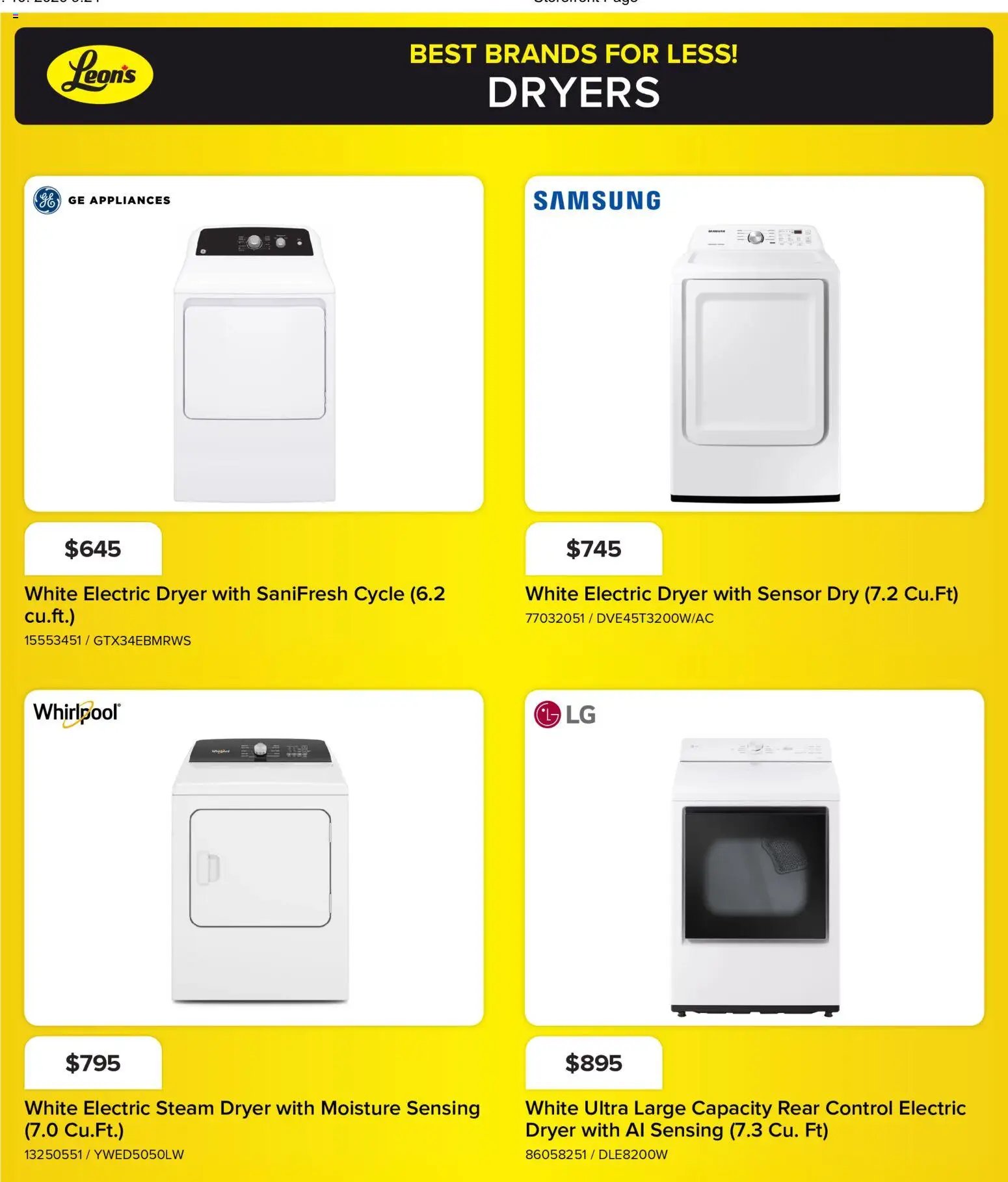 Leon's flyer - BBFL Appliances
