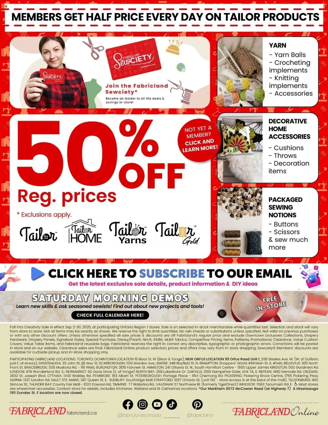 Fabricland weekly flyer / circulaire