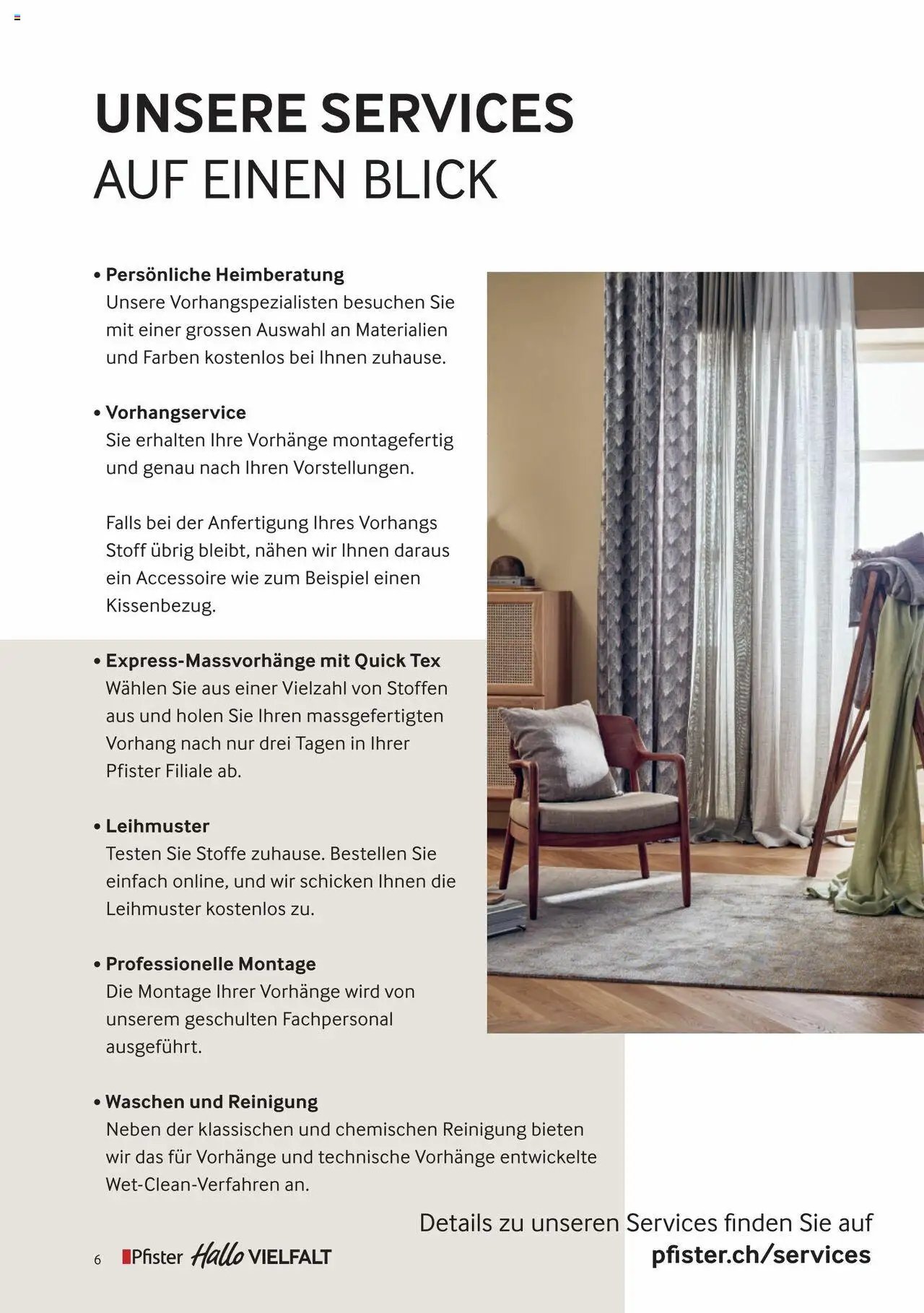 Pfister Broschüre Vorhangservice (2023-09-05 - 2025-12-31) | 6