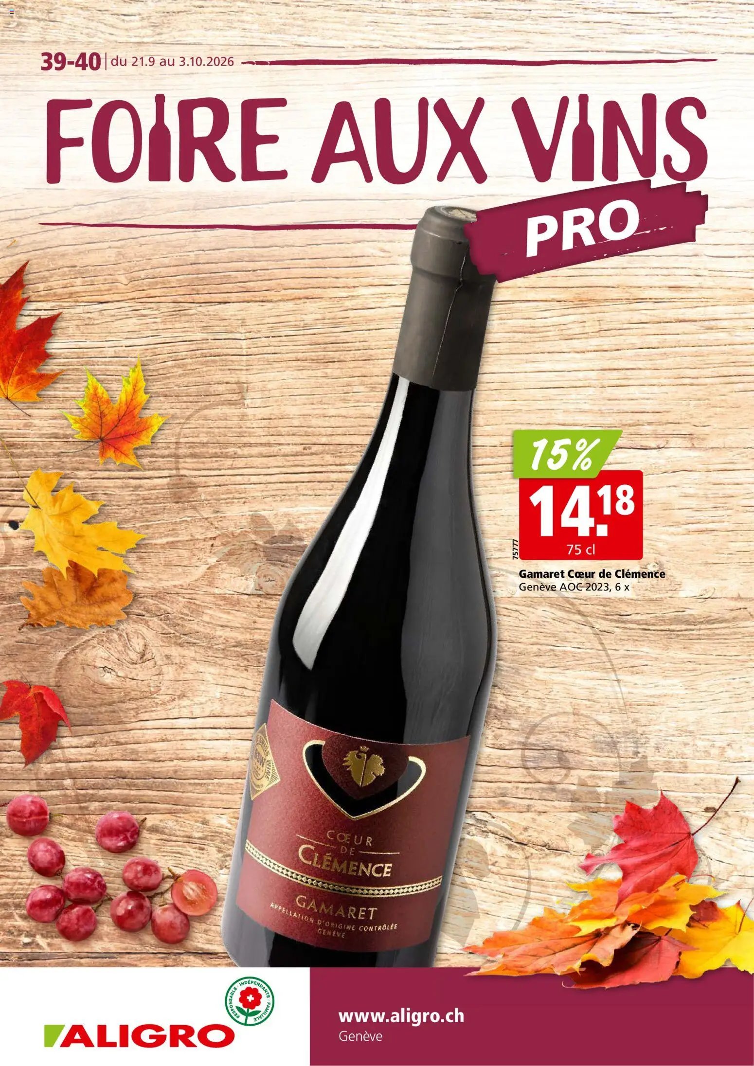 Aligro aktionen Vins Genf