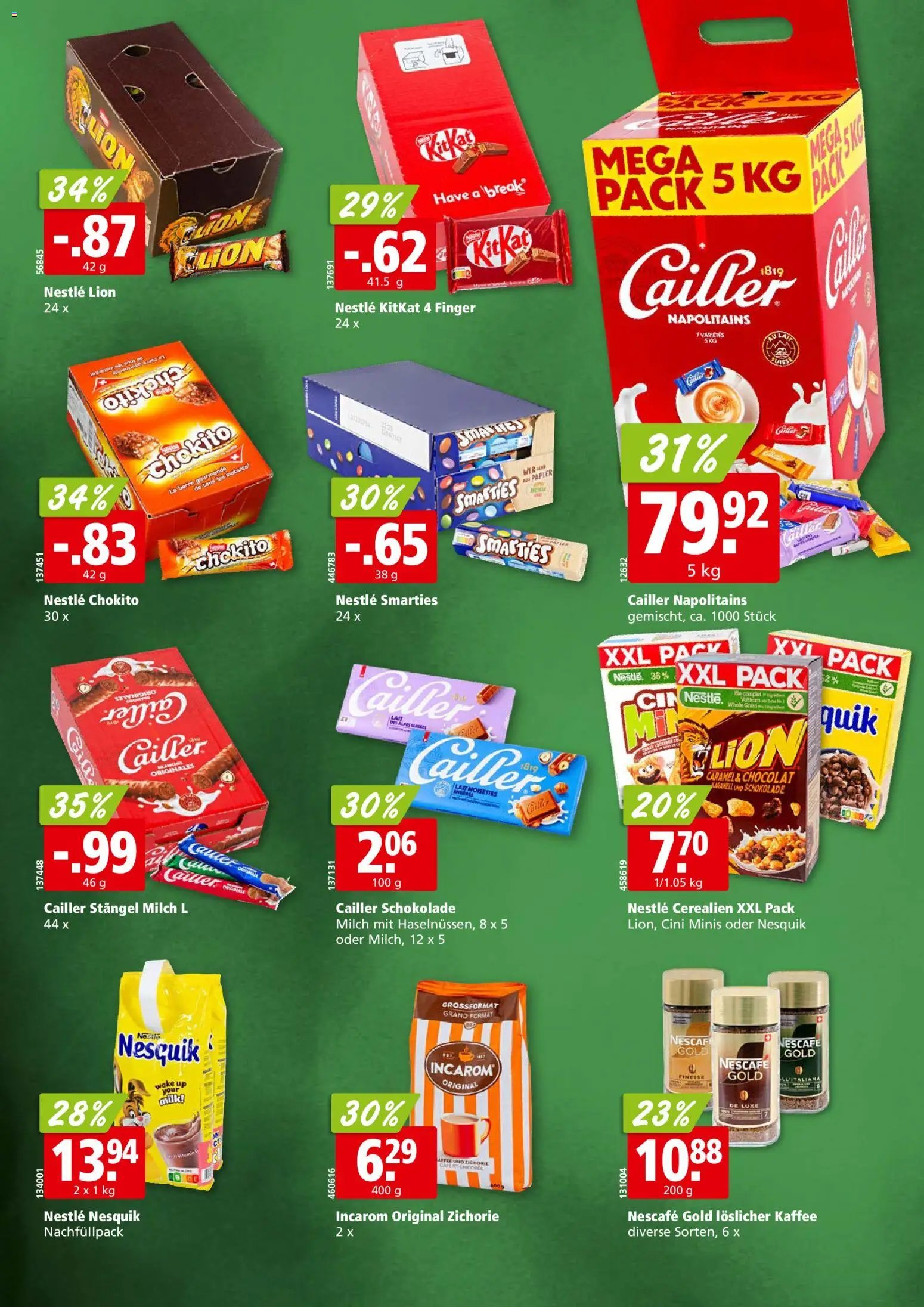 Aligro aktionen Nestlé Schlieren, Gossau SG, Frauenfeld, Rapperswil-Jona, Sargans, Bern