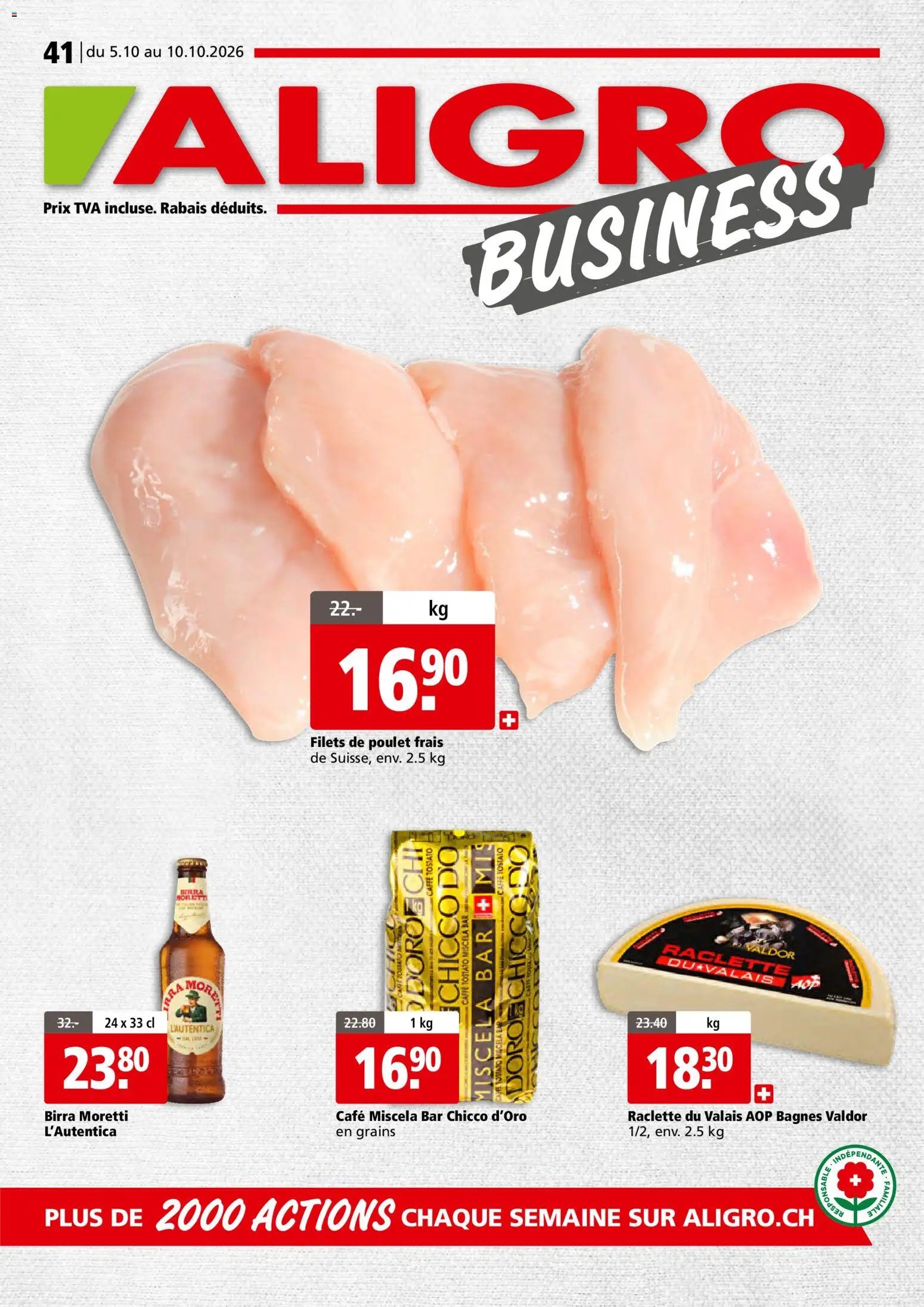 Aligro aktionen Business Chavannes, Matran, Genève, Sion