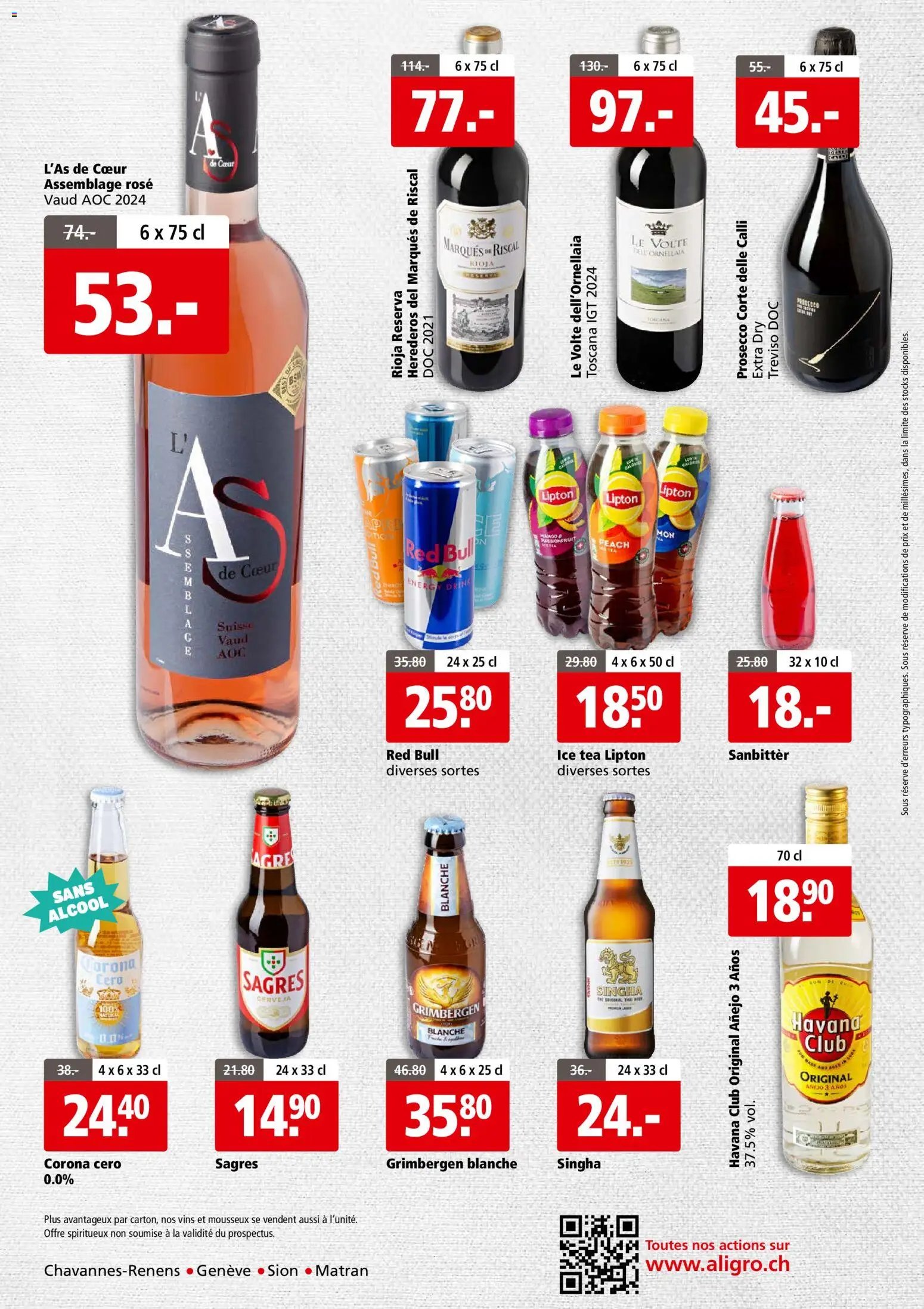 Aligro aktionen Business Chavannes, Matran, Genève, Sion