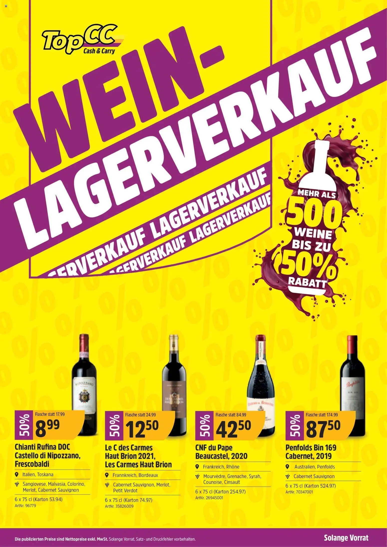 TopCC aktionen Weinlagerverkauf