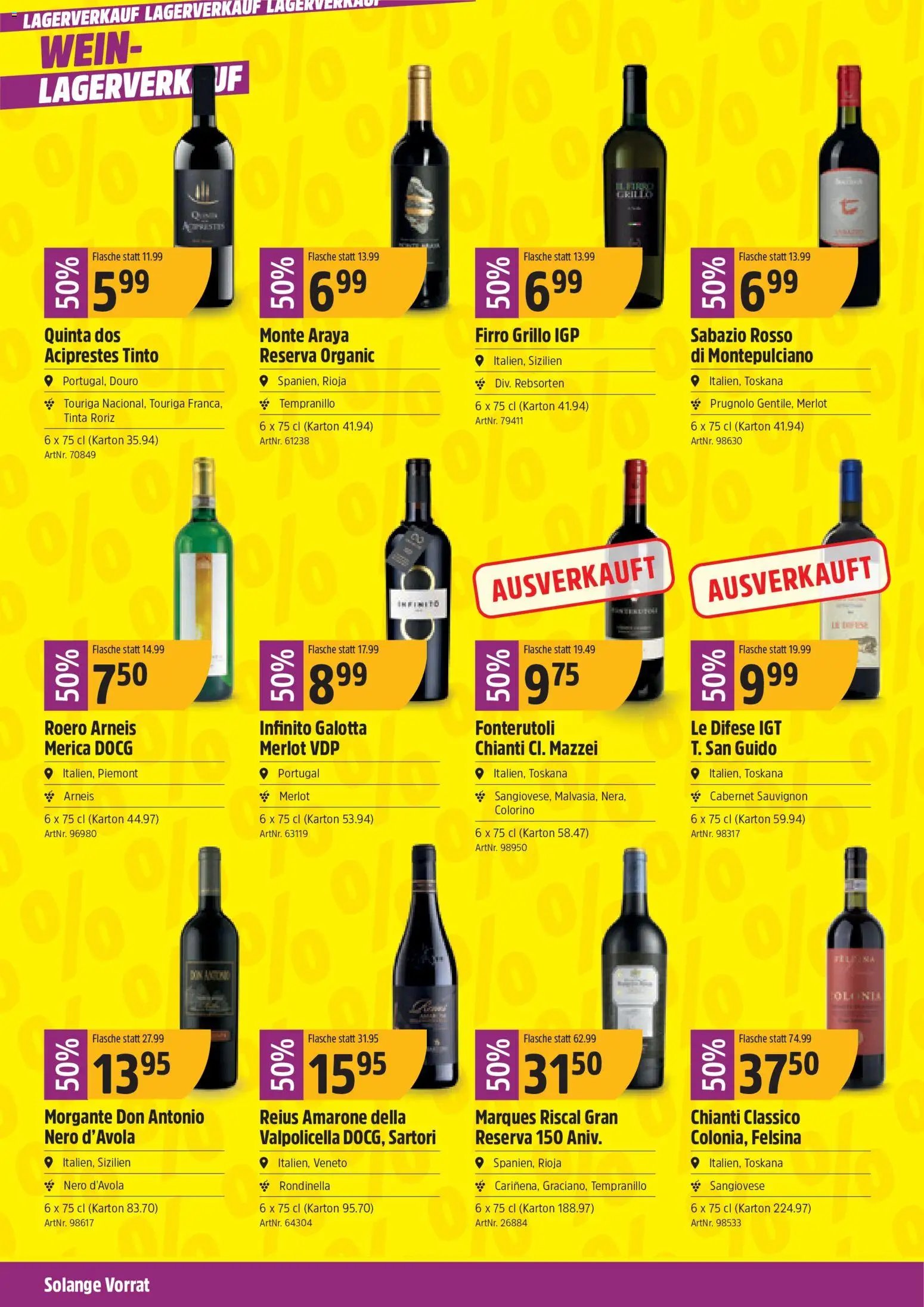 TopCC aktionen Weinlagerverkauf