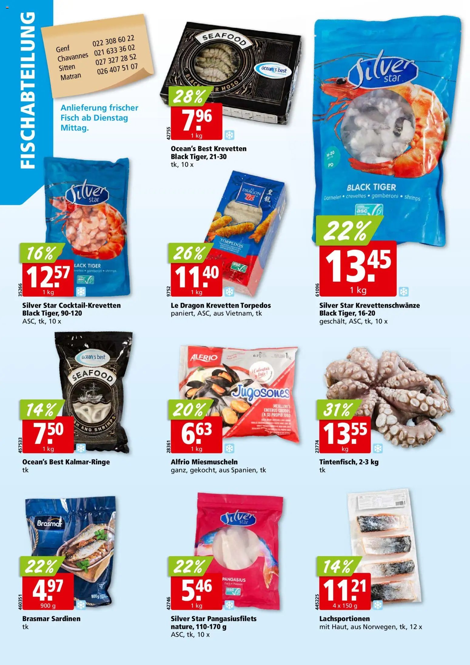 Aligro aktionen Chavannes, Matran, Genf, Sitten