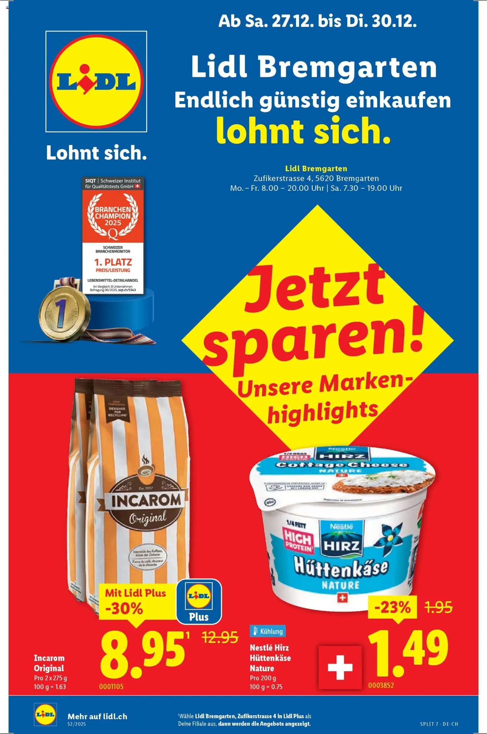 Lidl Aktionen Neueröffnung Bremgarten (2025-12-27 - 2025-12-30)