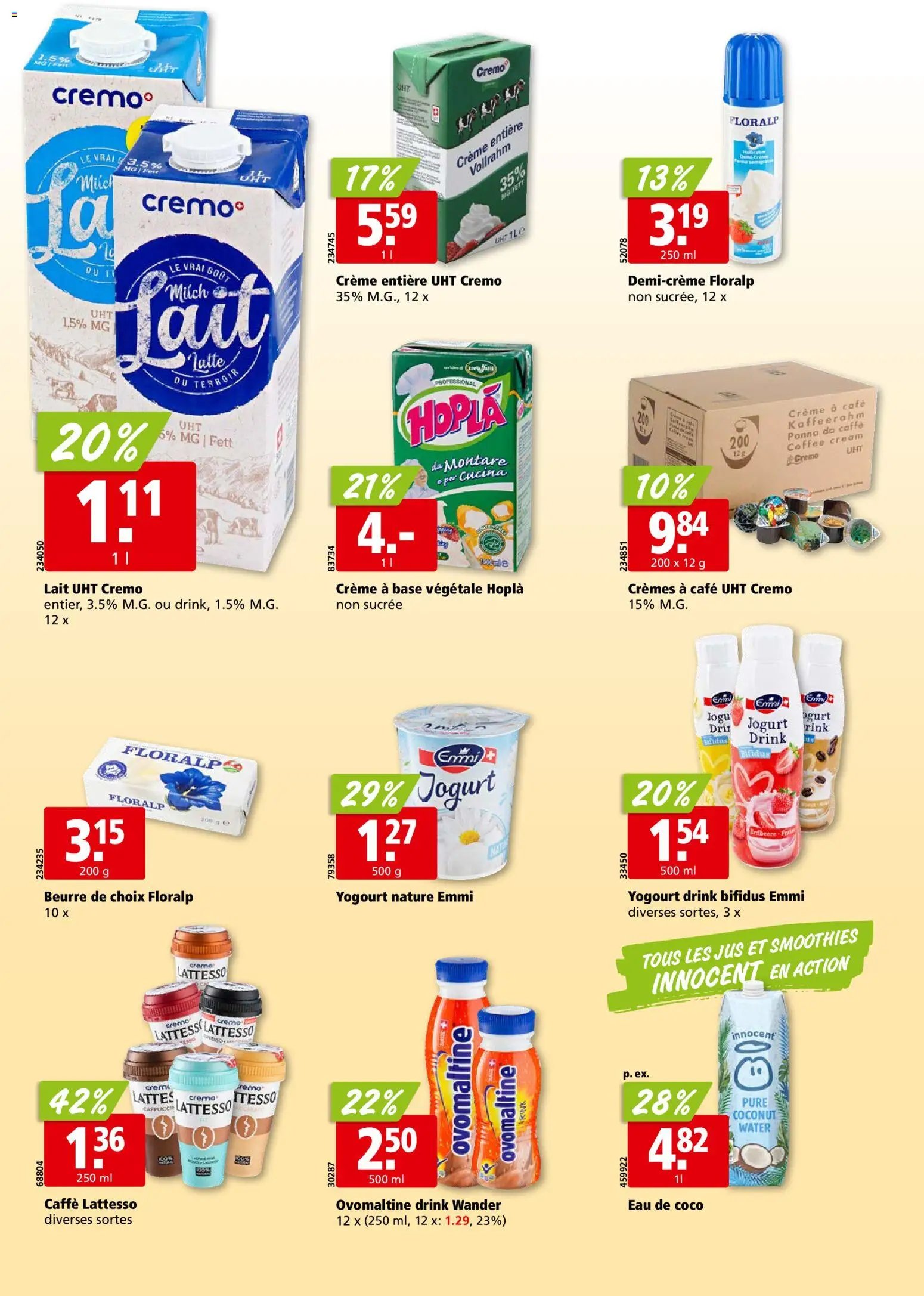 Aligro aktionen Chavannes, Matran, Genève, Sion