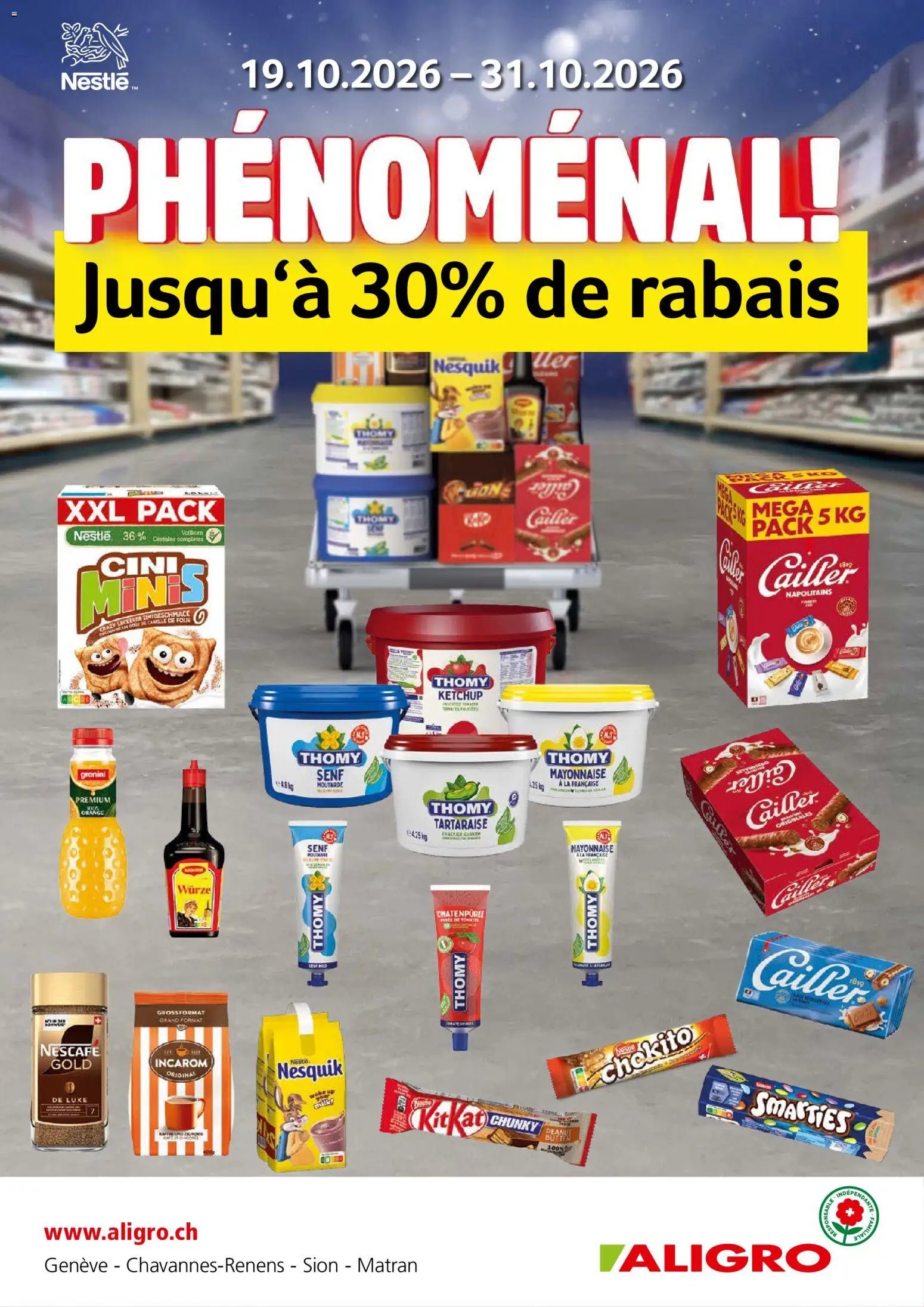 Aligro aktionen Nestlé Chavannes, Matran, Genève, Sion