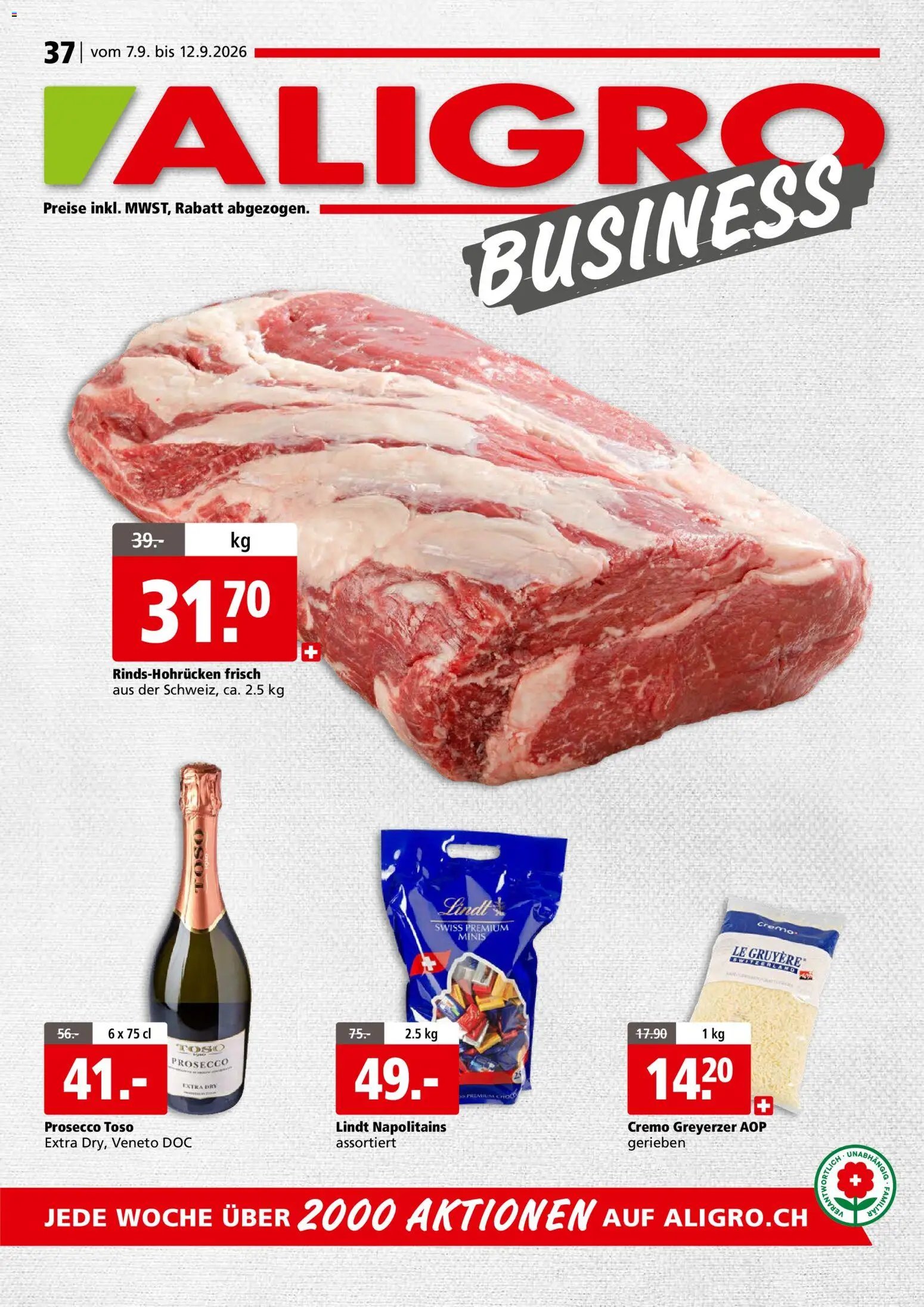 Aligro aktionen Business Chavannes, Matran, Genf, Sitten