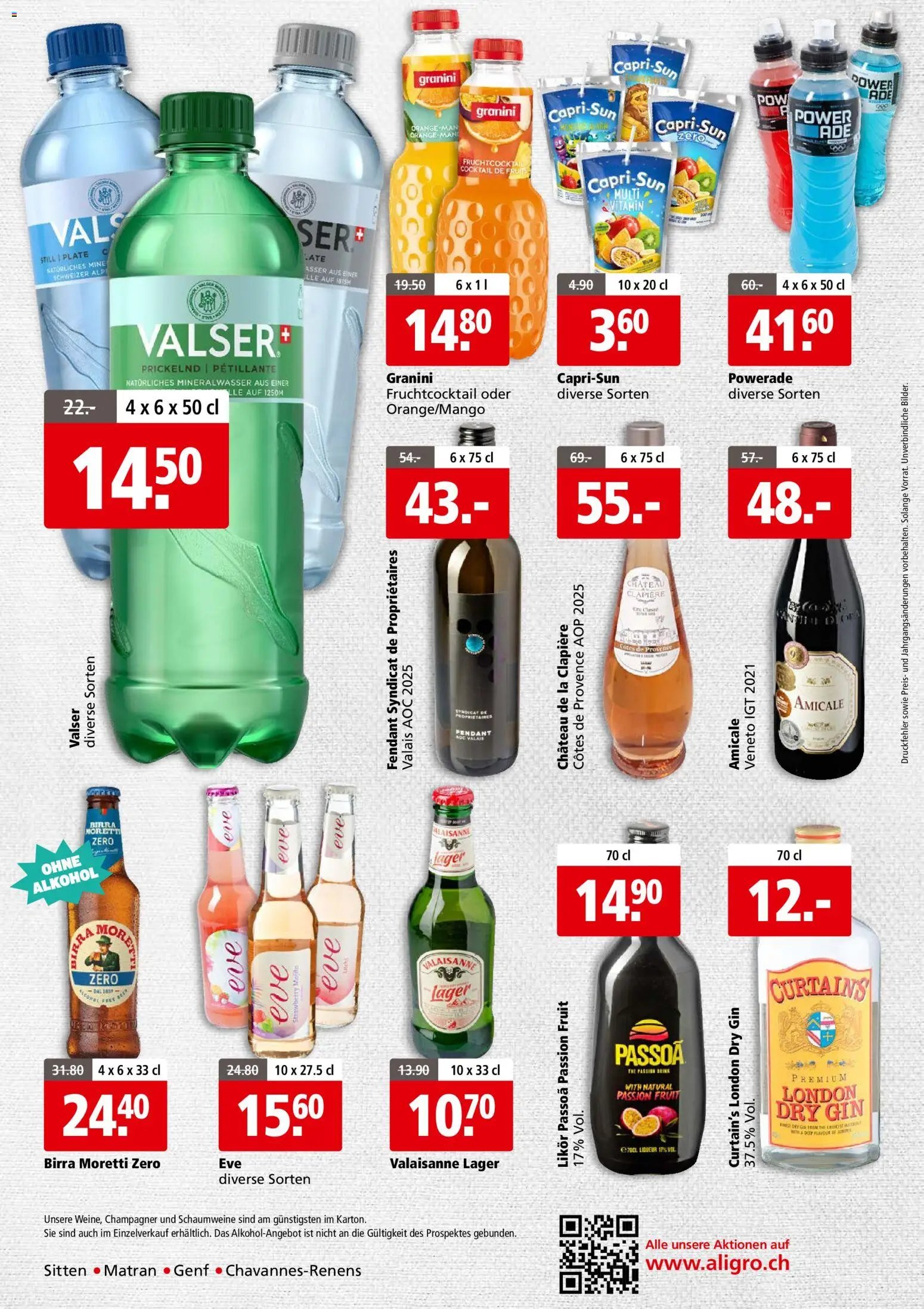 Aligro aktionen Business Chavannes, Matran, Genf, Sitten