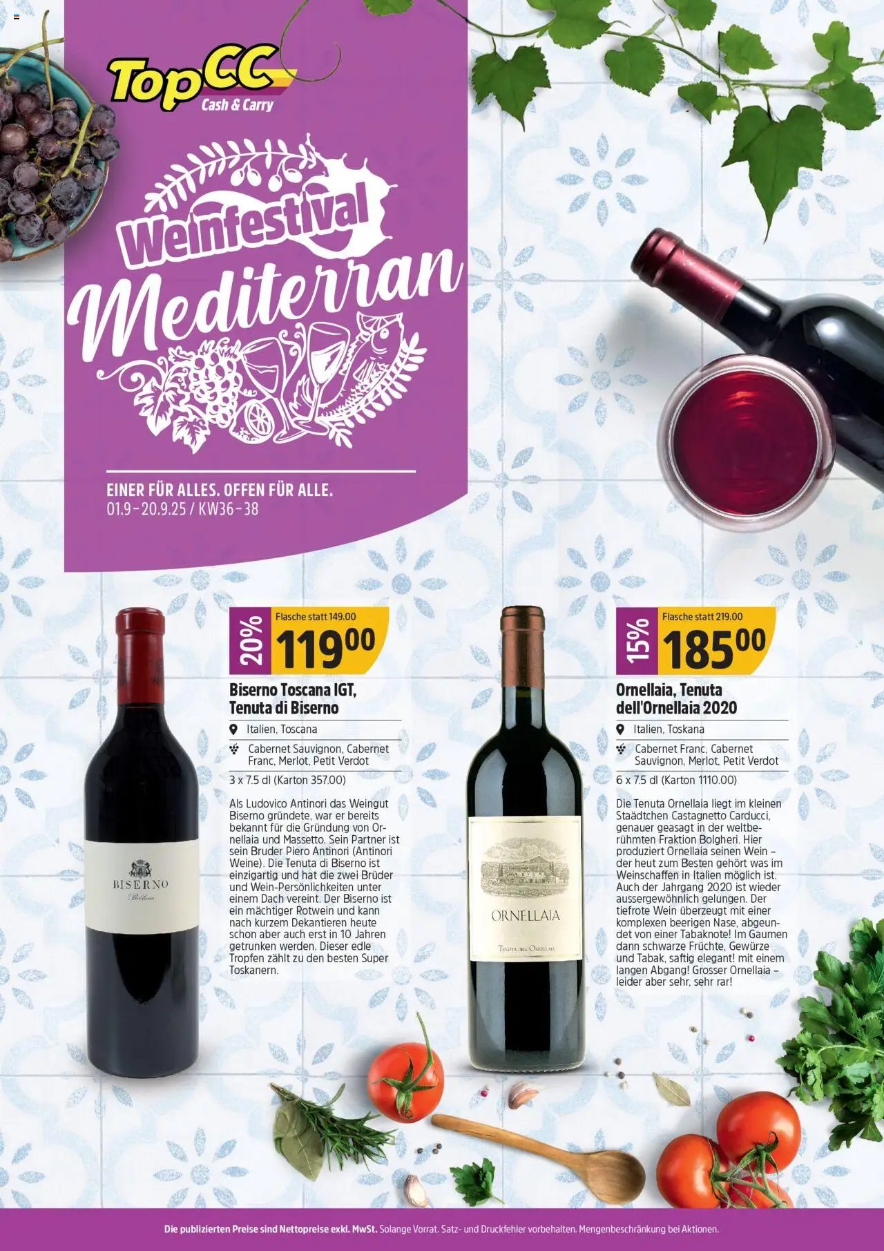 TopCC Aktionen Weinfestival Mediterran (2025-09-01 - 2025-09-20) | 1