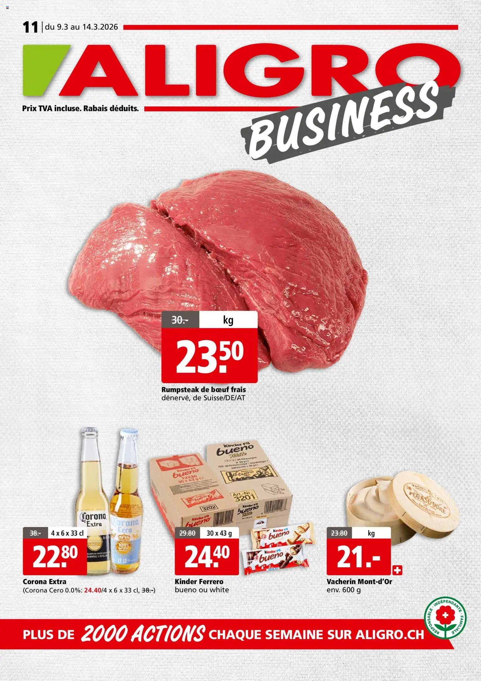 Aligro aktionen Business Chavannes, Matran, Genève, Sion (2026-03-09 - 2026-03-14)